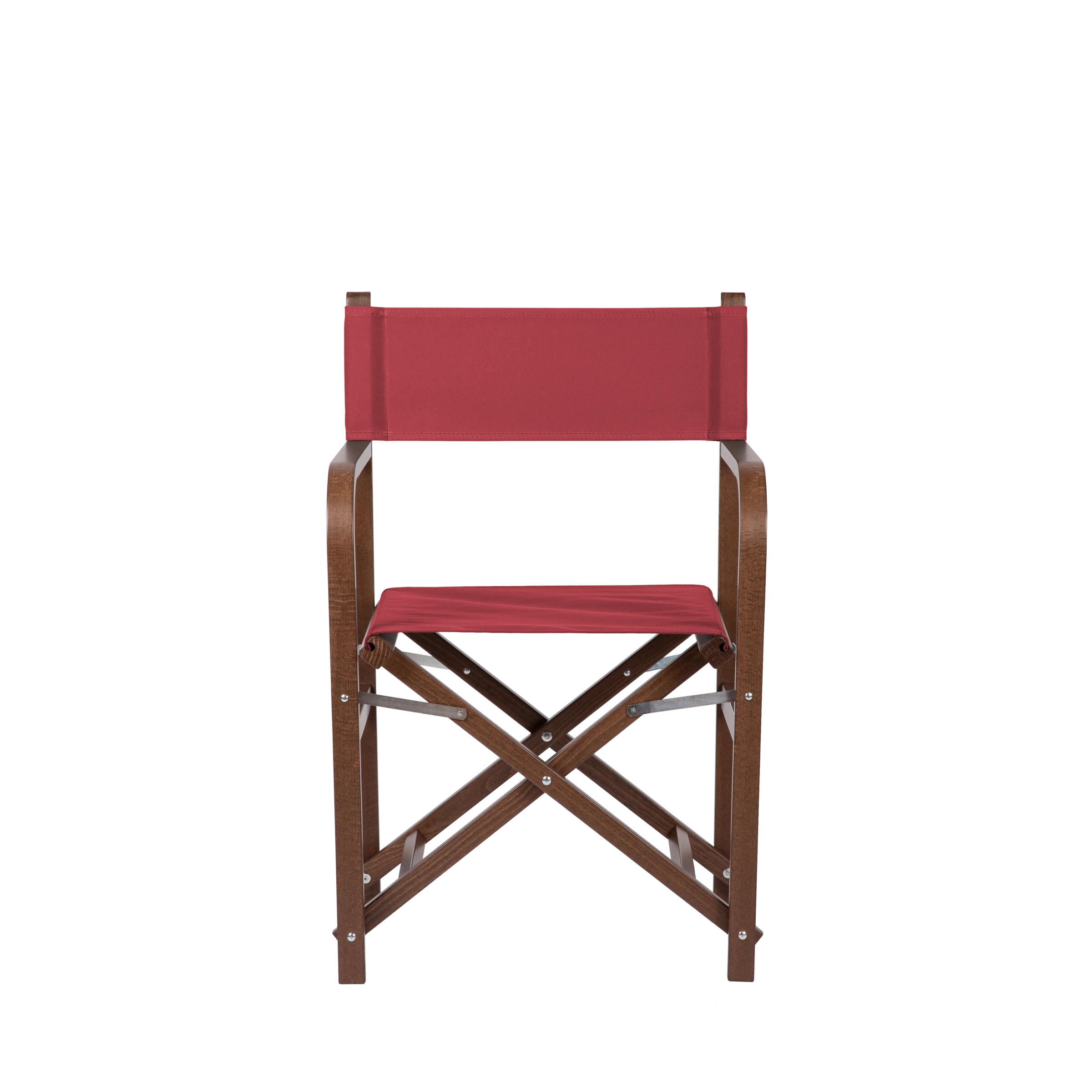 Regiestuhl George aus braunem Buchenholz mit rotem Bezug, Frontalansicht
#Classic | Set (Farbe)_rot