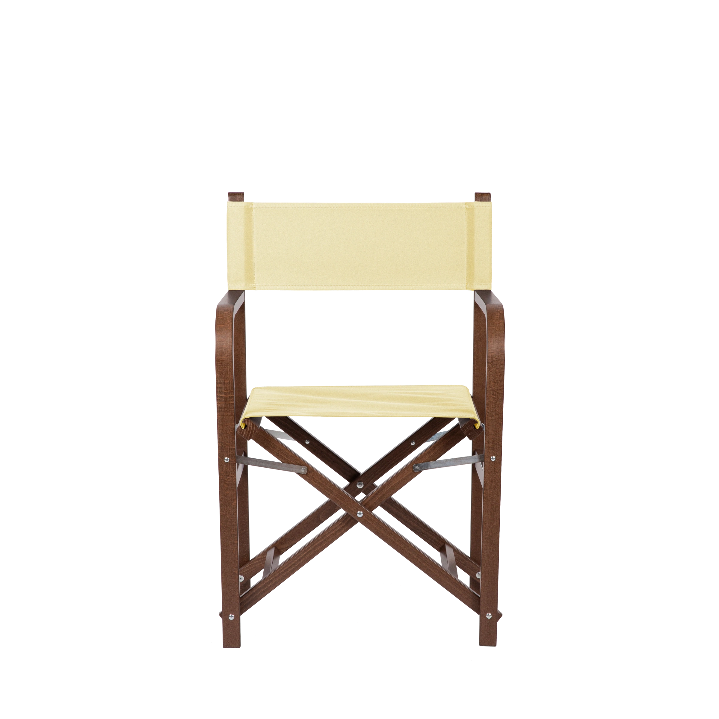 Regiestuhl George aus braunem Buchenholz mit Bezug in vanille, Frontalansicht
#Classic | Set (Farbe)_vanille