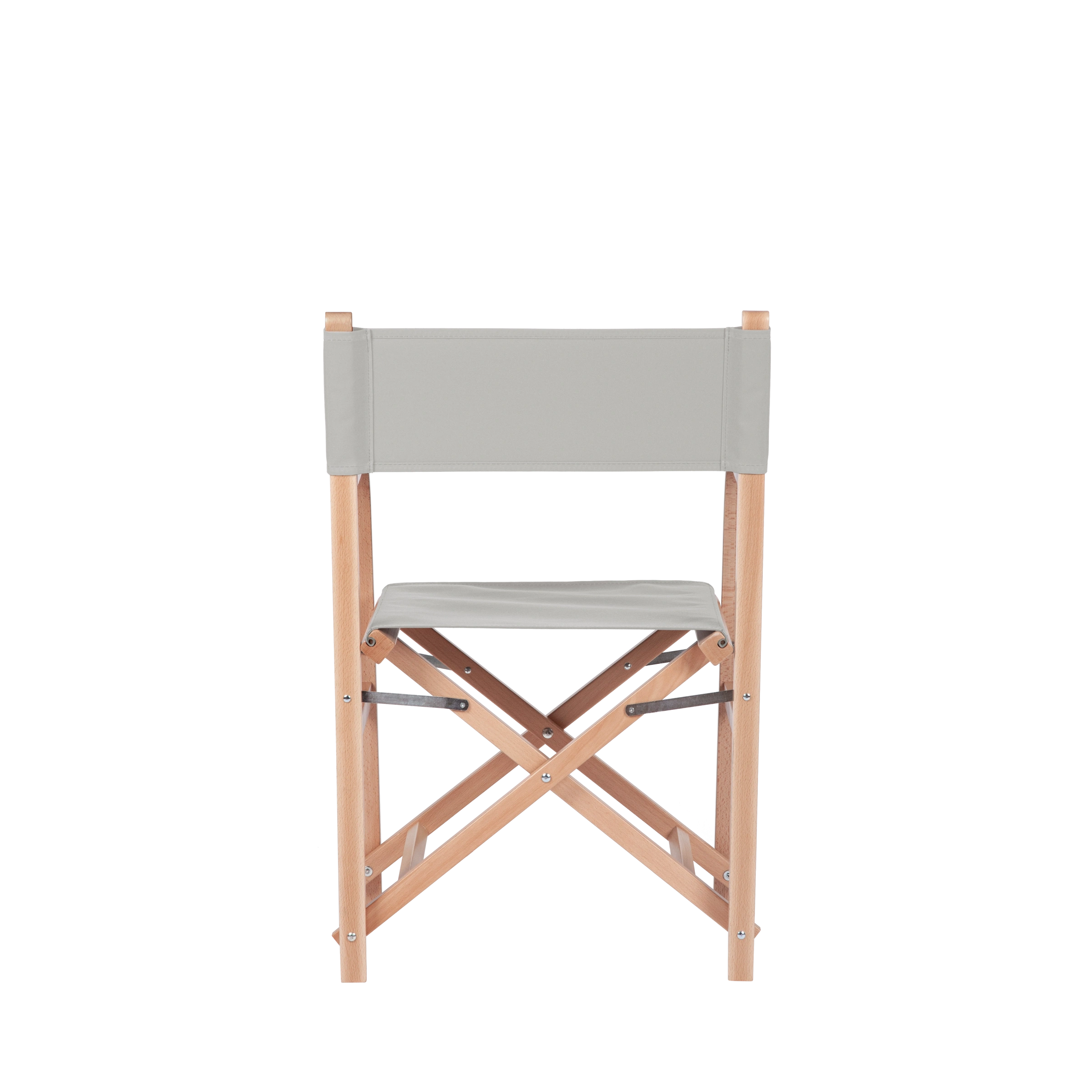 Regiestuhl George aus naturfarbenem Buchenholz mit hellgrauem Bezug, Rückansicht
#Classic | Set (Farbe)_hellgrau