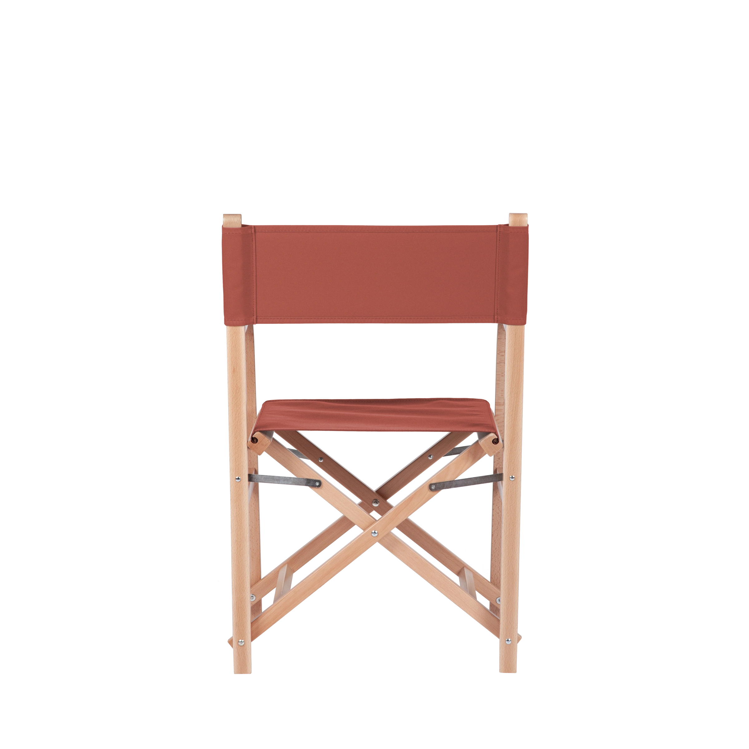 Regiestuhl George aus naturfarbenem Buchenholz mit Bezug in terracotta, Rückansicht
#Classic | Set (Farbe)_terracotta