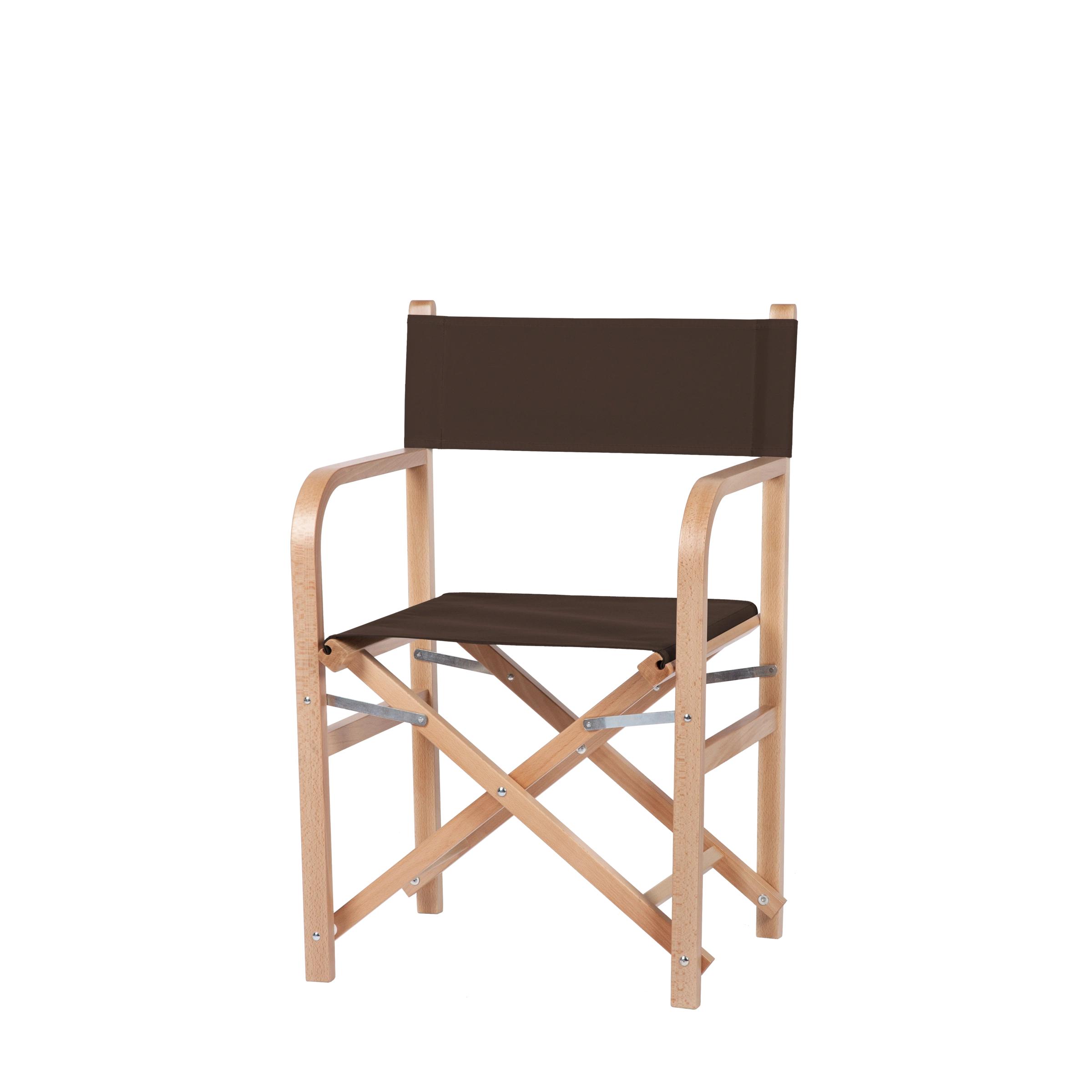 Regiestuhl George aus naturfarbenem Buchenholz mit Bezug in caffé, Seitenansicht
#Classic | Set (Farbe)_caffé