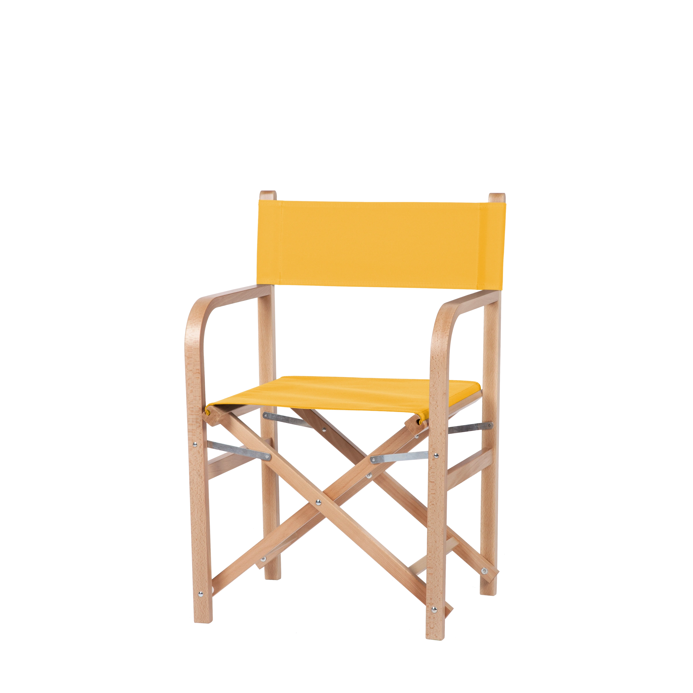 Regiestuhl George aus naturfarbenem Buchenholz mit gelbem Bezug, Seitenansicht
#Classic | Set (Farbe)_gelb