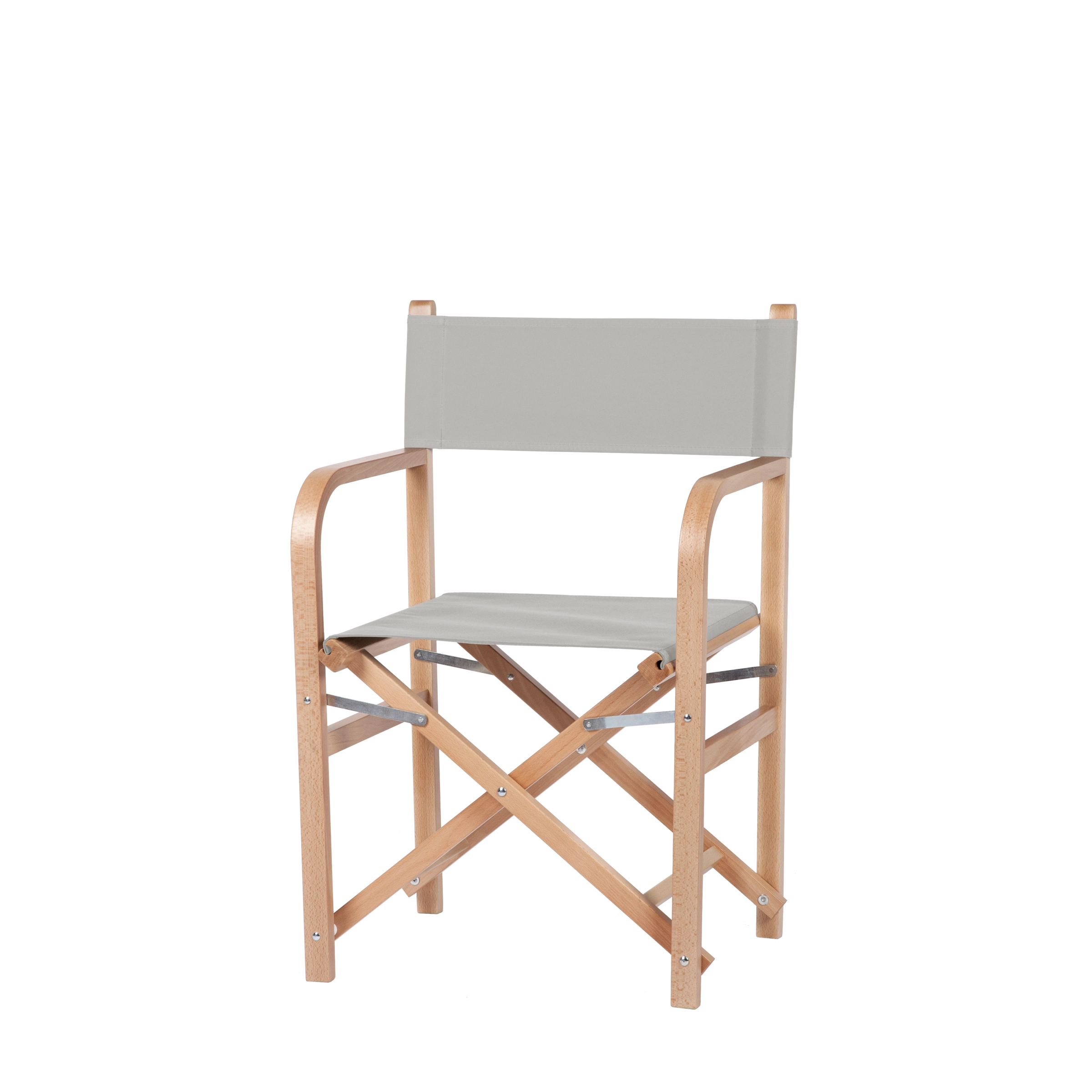 Regiestuhl George aus naturfarbenem Buchenholz mit hellgrauem Bezug, Seitenansicht
#Classic | Set (Farbe)_hellgrau