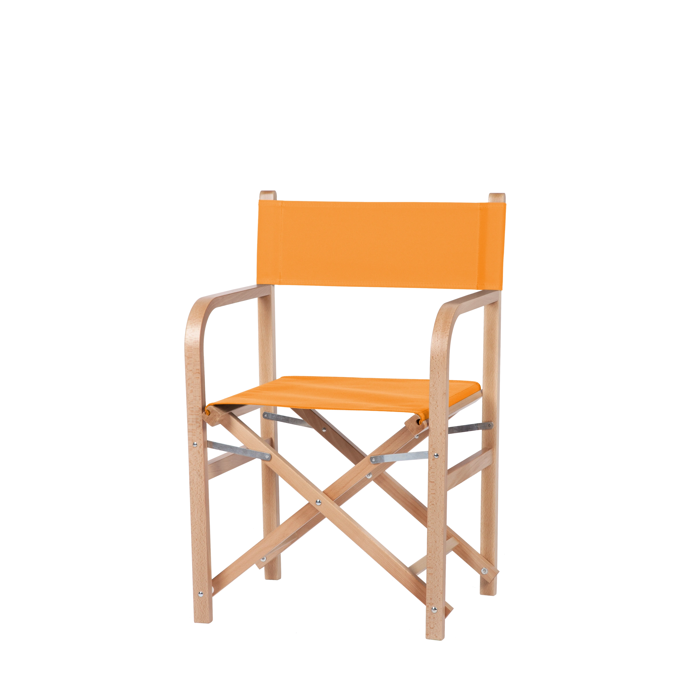 Regiestuhl George aus naturfarbenem Buchenholz mit Bezug in mandarine, Seitenansicht
#Classic | Set (Farbe)_mandarine