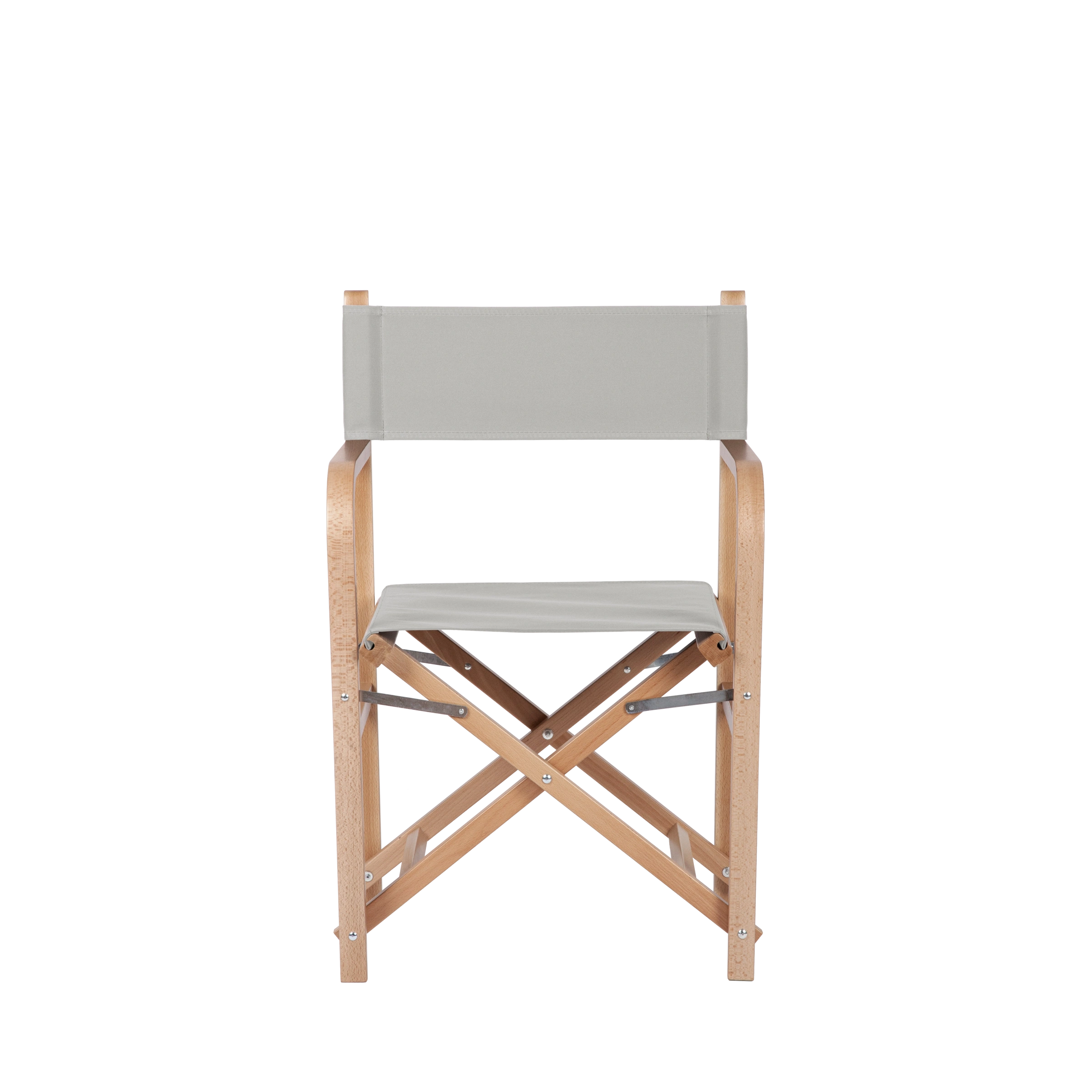 Regiestuhl George aus naturfarbenem Buchenholz mit hellgrauem Bezug, Frontalansicht
#Classic | Set (Farbe)_hellgrau