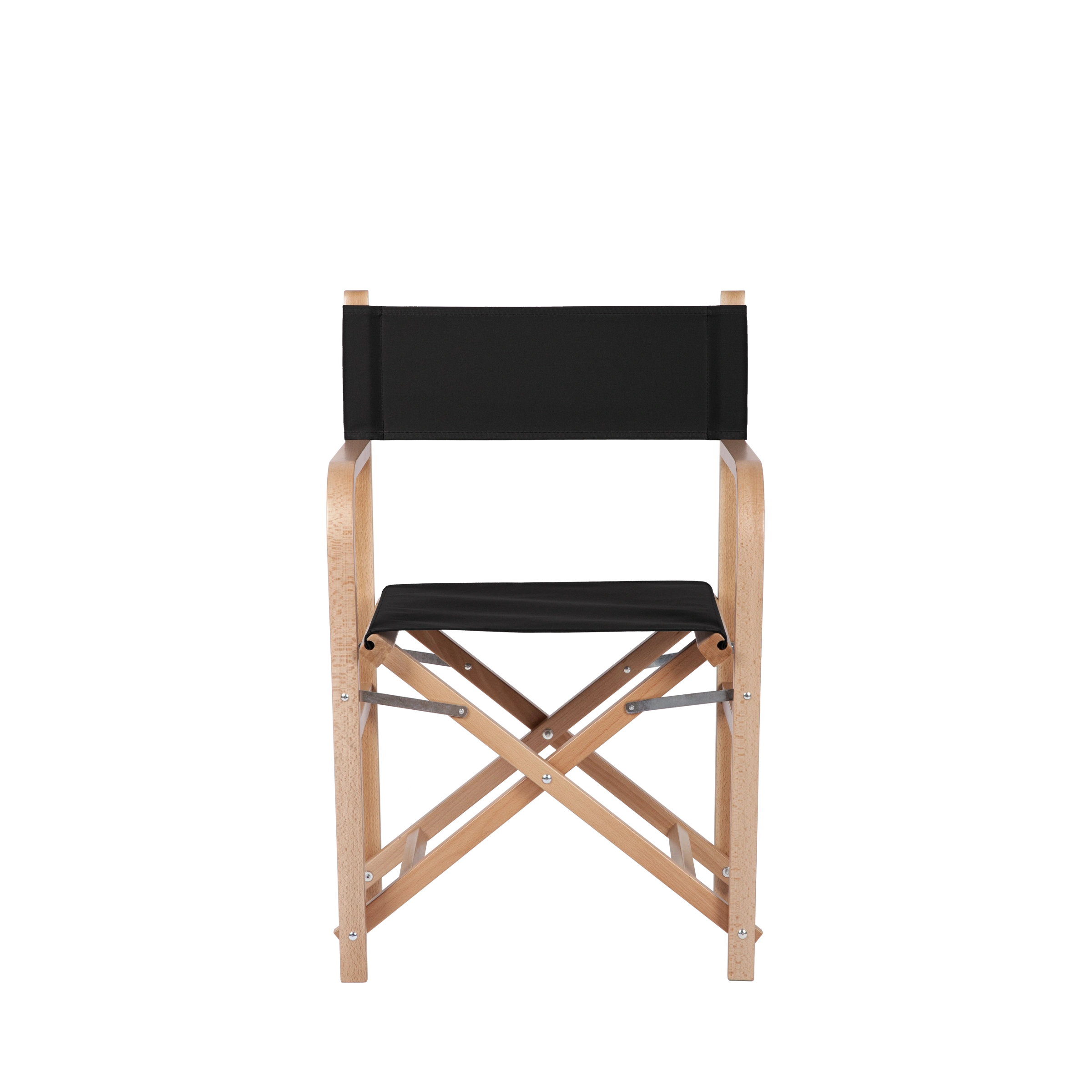 Regiestuhl George aus naturfarbenem Buchenholz mit schwarzem Bezug, Frontalansicht
#Classic | Set (Farbe)_schwarz