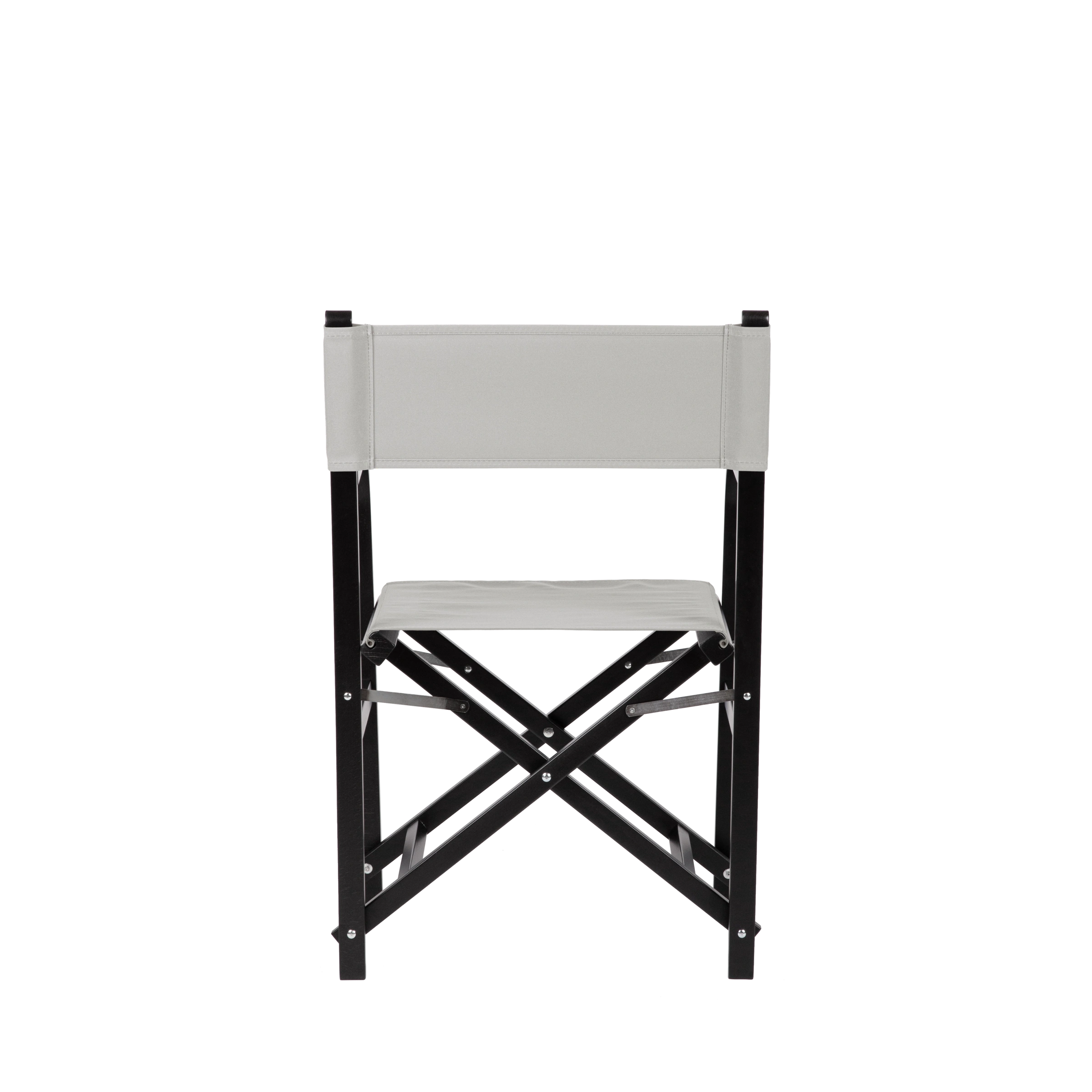 Regiestuhl George aus schwarzem Buchenholz mit hellgrauem Bezug, Rückansicht
#Classic | Set (Farbe)_hellgrau