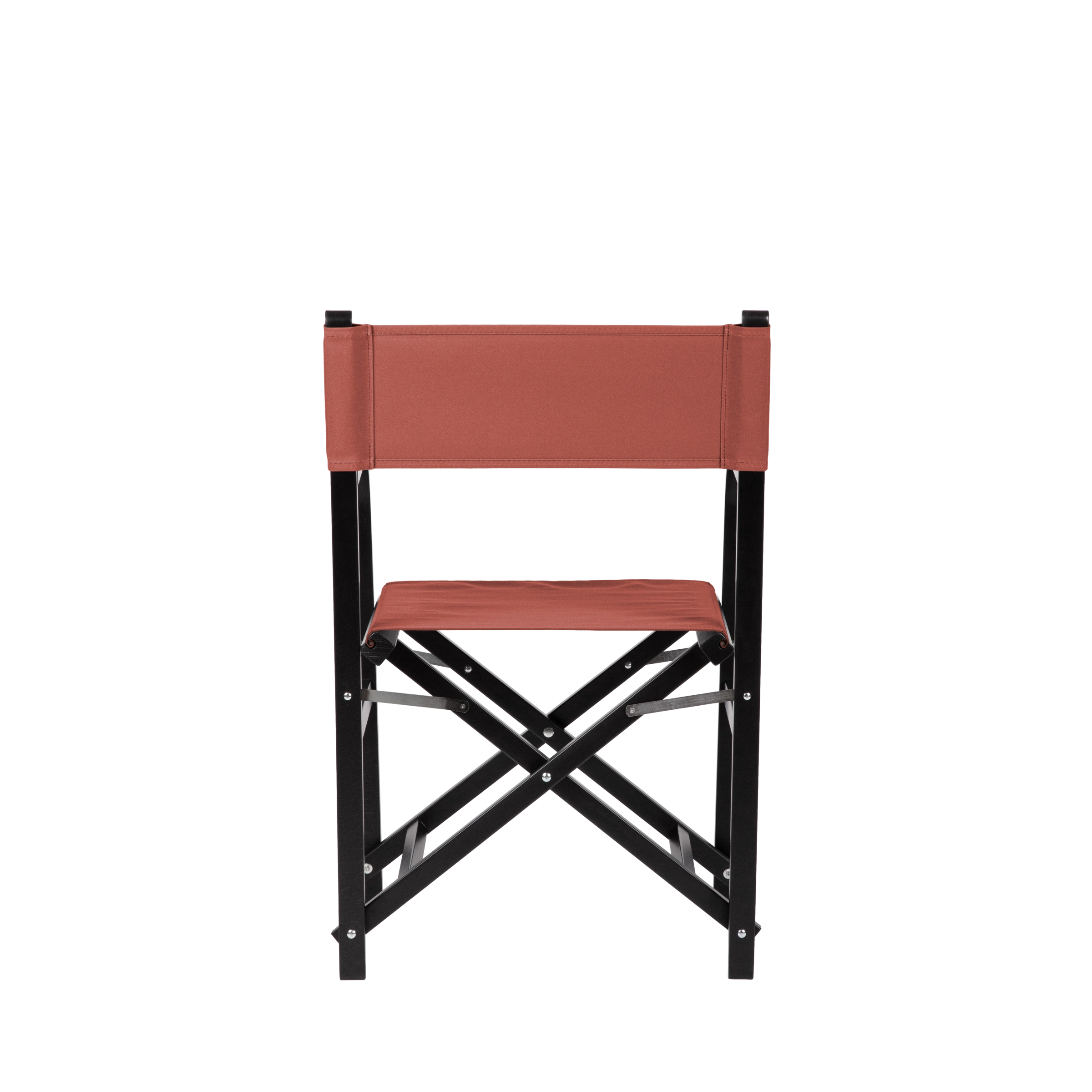 Regiestuhl George aus schwarzem Buchenholz mit Bezug in terracotta, Rückansicht
#Classic | Set (Farbe)_terracotta
