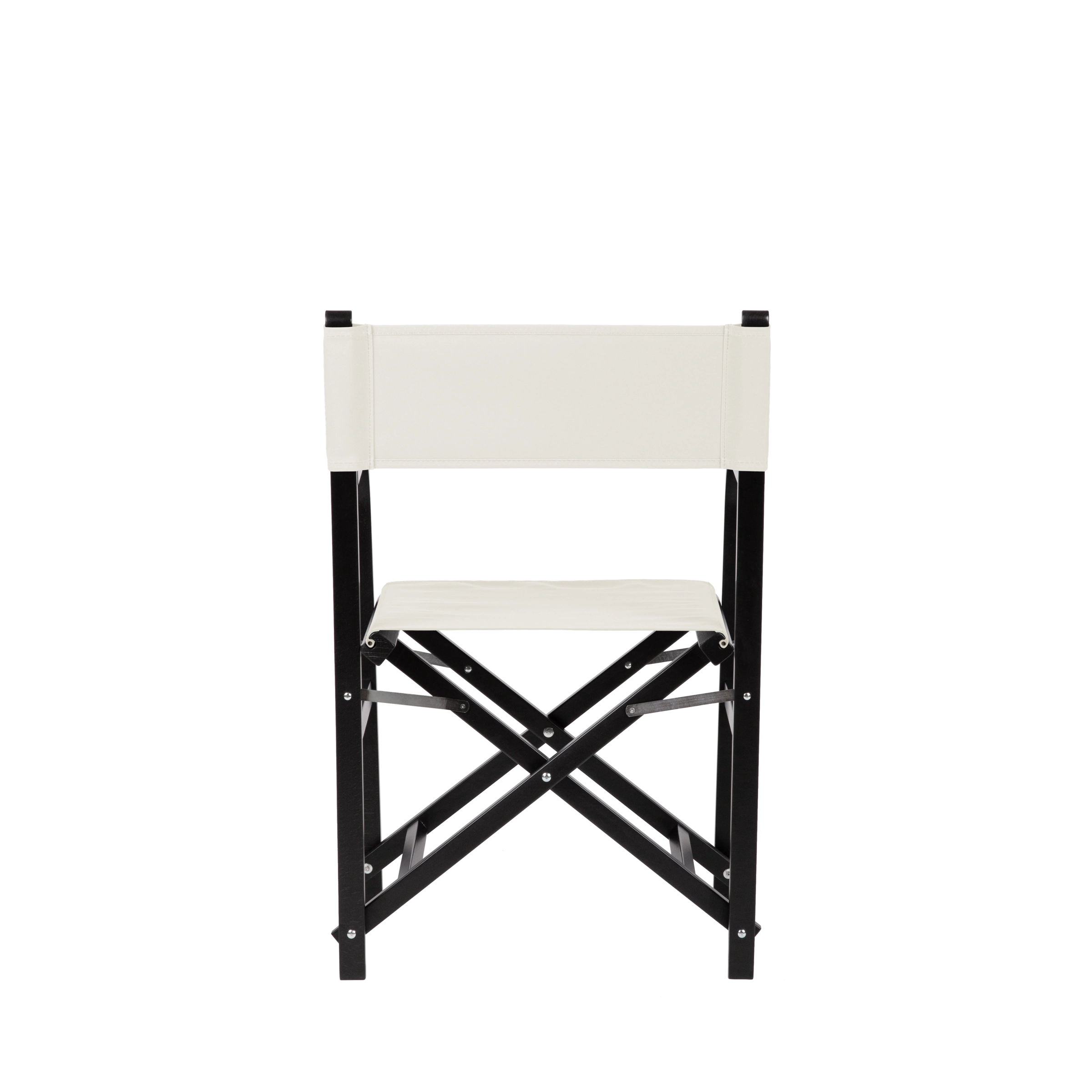 Regiestuhl George aus schwarzem Buchenholz mit weißem Bezug, Rückansicht
#Classic | Set (Farbe)_weiß