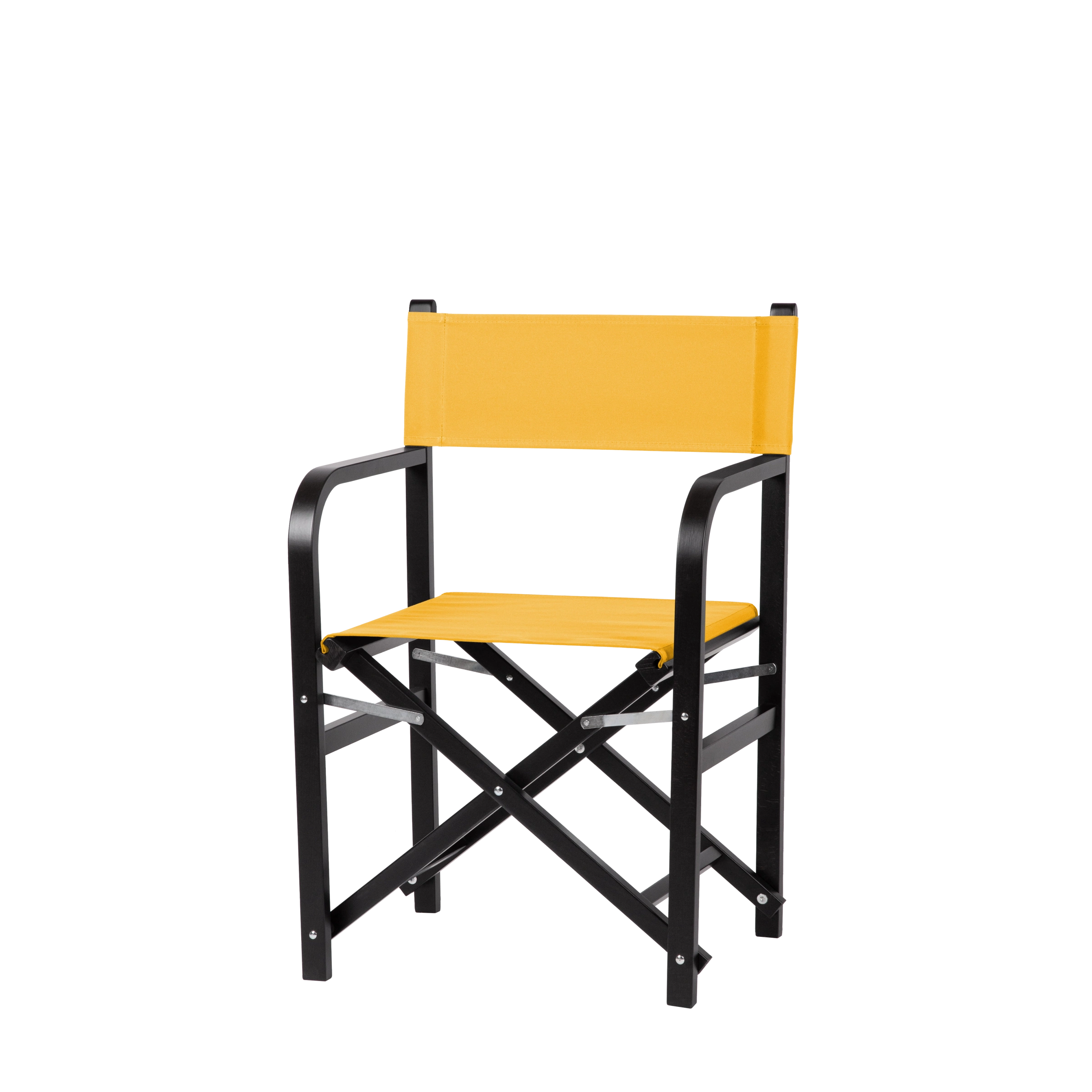 Regiestuhl George aus schwarzem Buchenholz mit gelbem Bezug, Seitenansicht
#Classic | Set (Farbe)_gelb