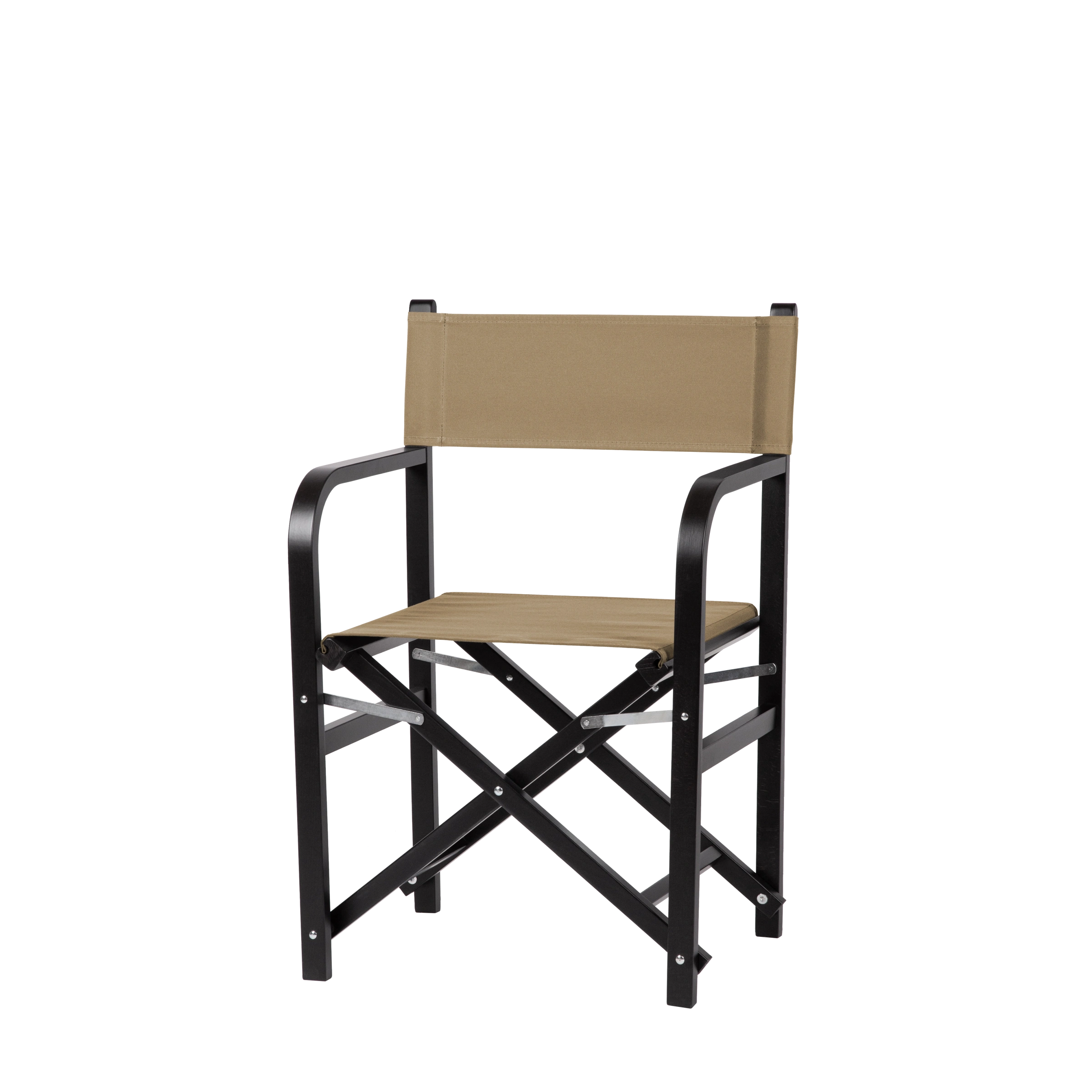 Regiestuhl George aus schwarzem Buchenholz mit Bezug in grau-beige, Seitenansicht
#Classic | Set (Farbe)_grau-beige