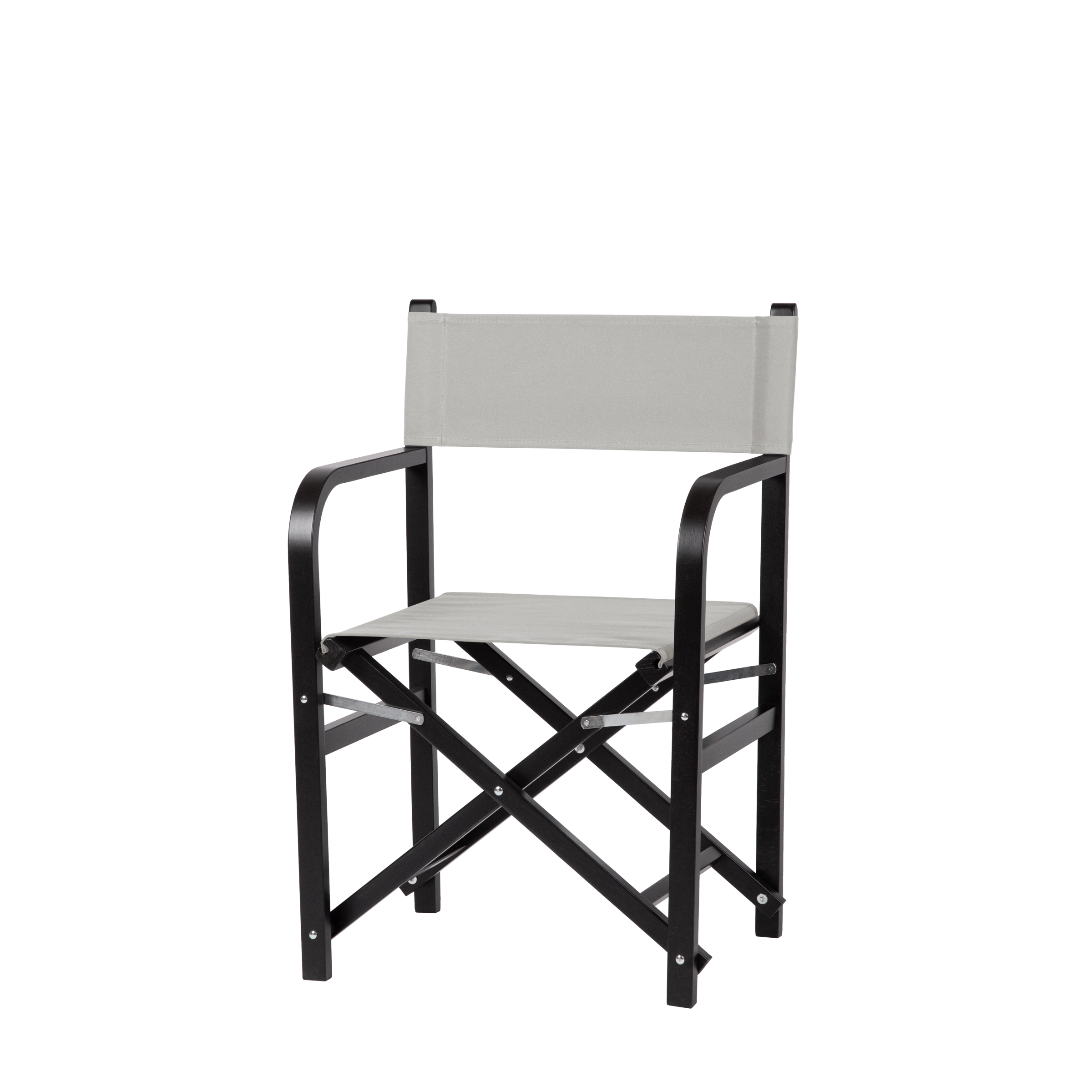 Regiestuhl George aus schwarzem Buchenholz mit hellgrauem Bezug, Seitenansicht
#Classic | Set (Farbe)_hellgrau