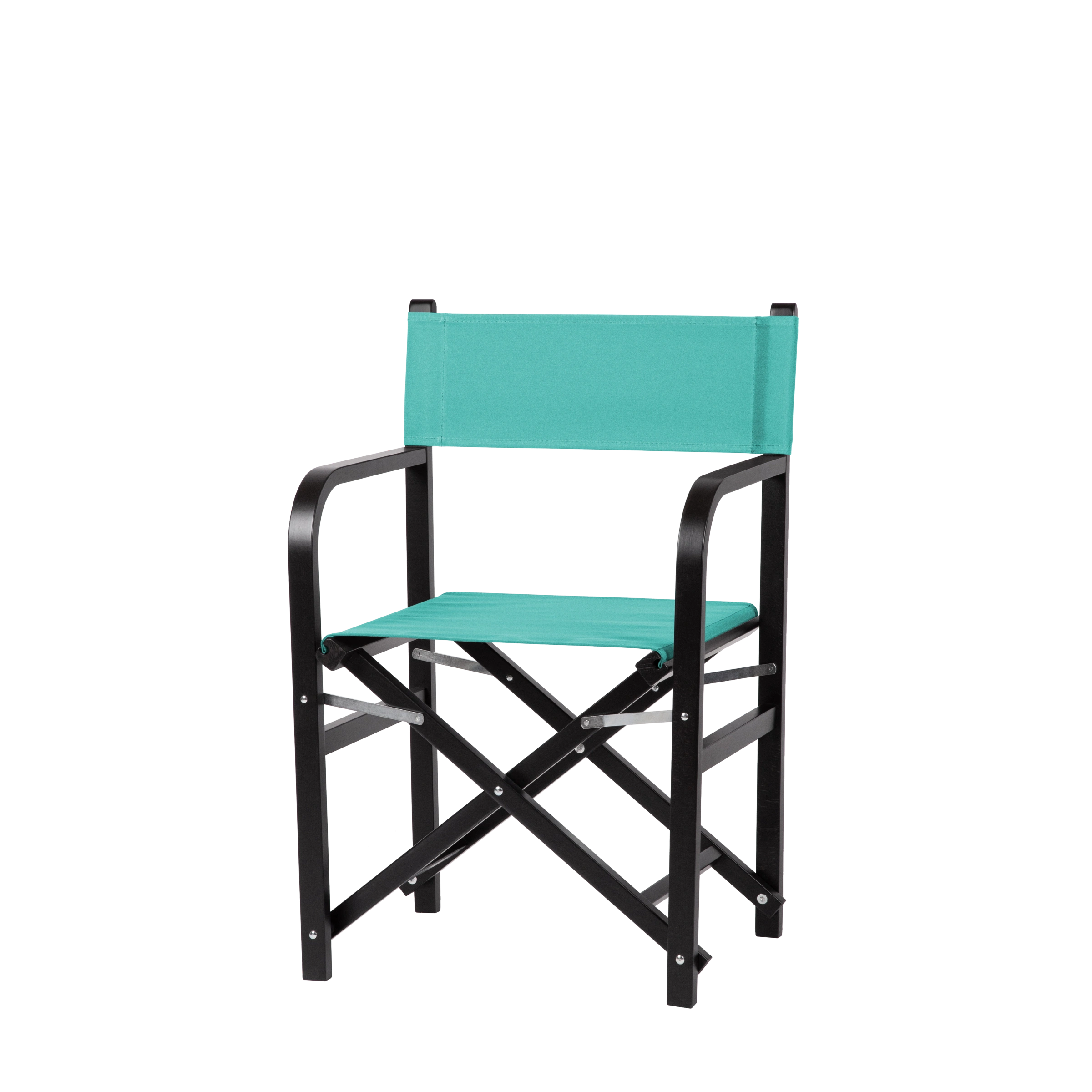 Regiestuhl George aus schwarzem Buchenholz mit türkisem Bezug, Seitenansicht
#Classic | Set (Farbe)_türkis