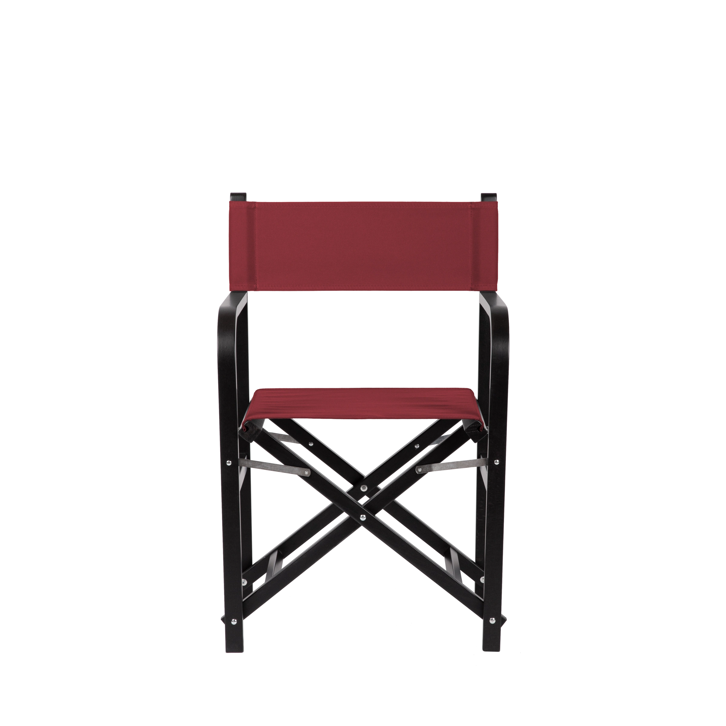 Regiestuhl George aus schwarzem Buchenholz mit Bezug in bordeaux, Frontalansicht
#Classic | Set (Farbe)_bordeaux