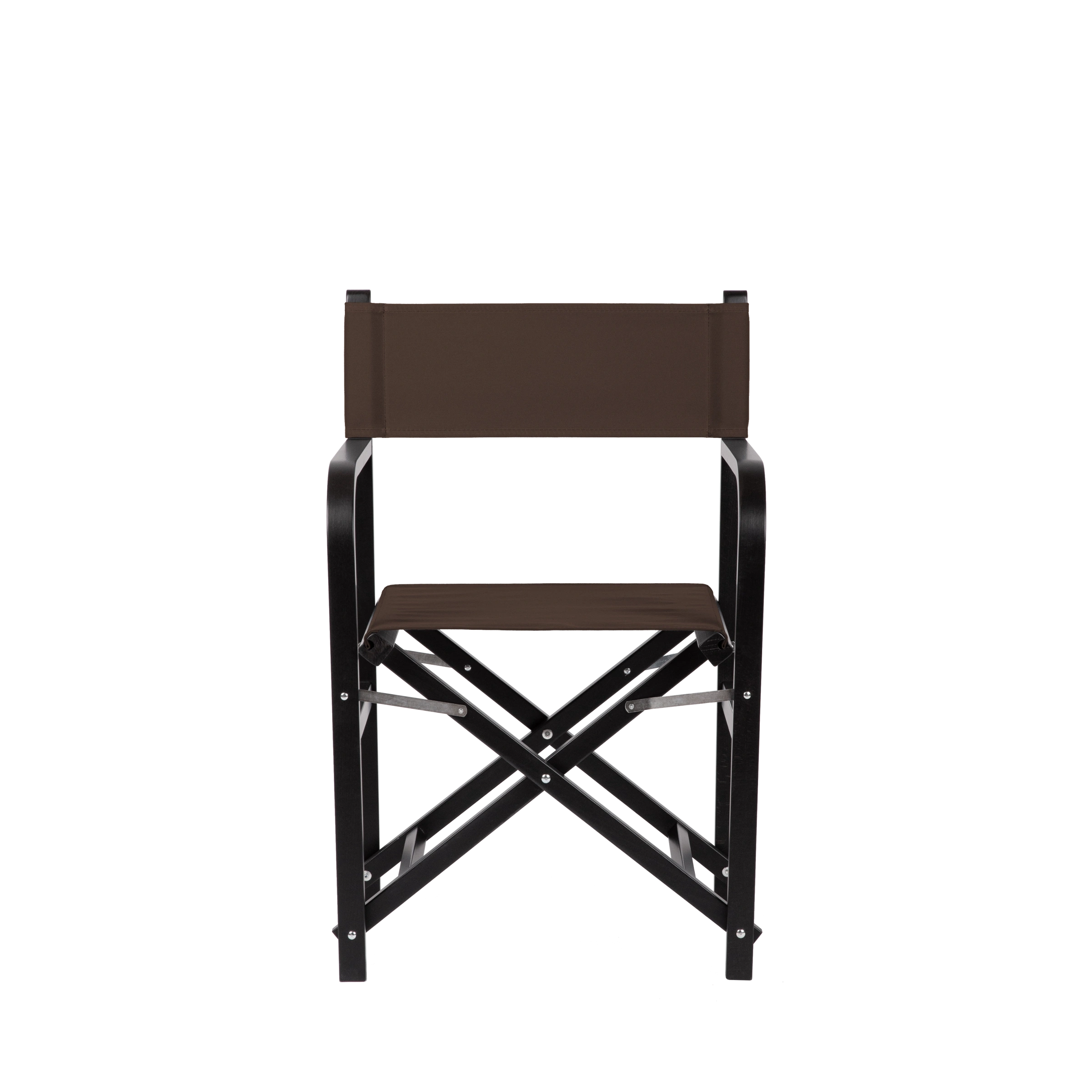 Regiestuhl George aus schwarzem Buchenholz mit Bezug in caffé, Frontalansicht
#Classic | Set (Farbe)_caffé