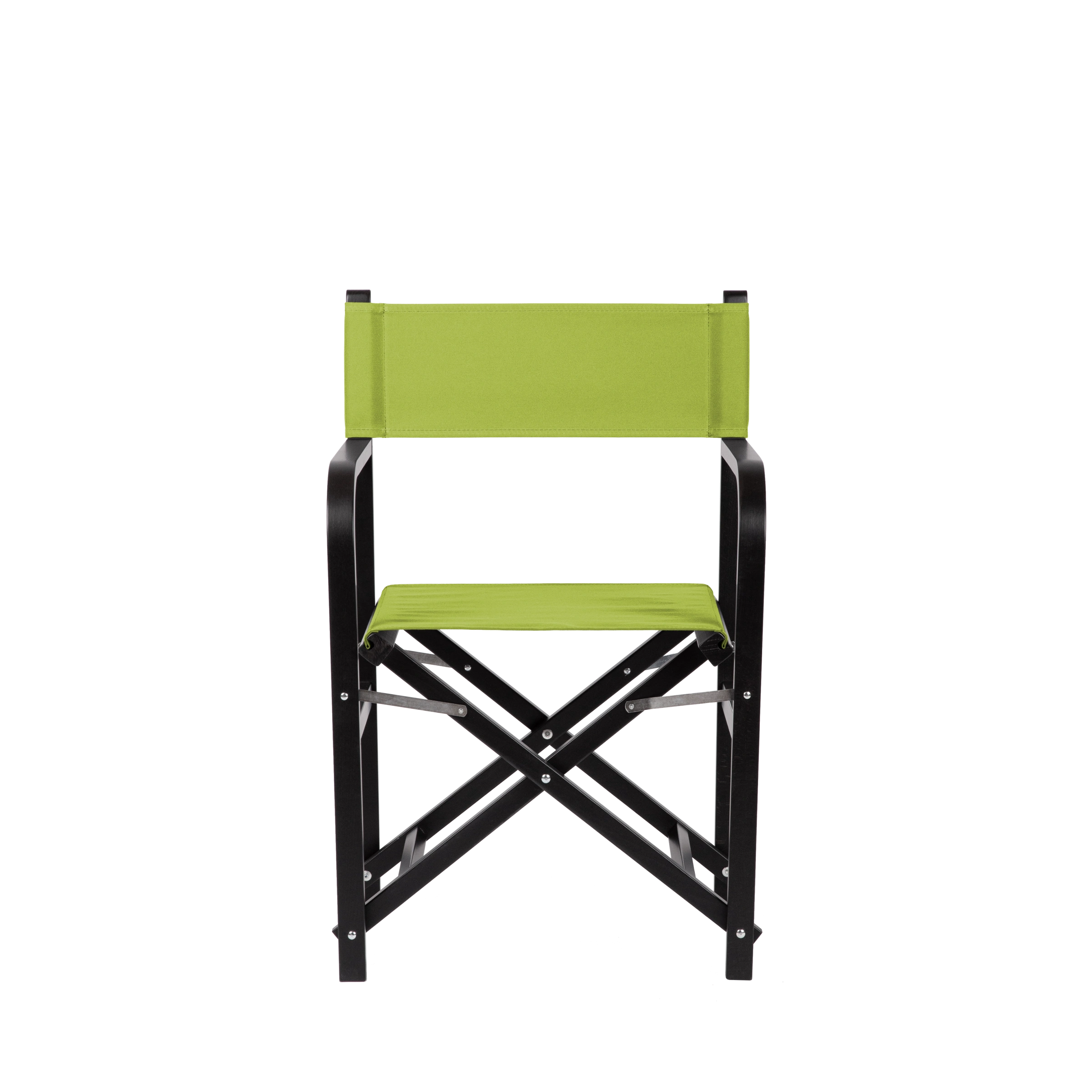 Regiestuhl George aus schwarzem Buchenholz mit hellgrünem Bezug, Frontalansicht
#Classic | Set (Farbe)_hellgrün