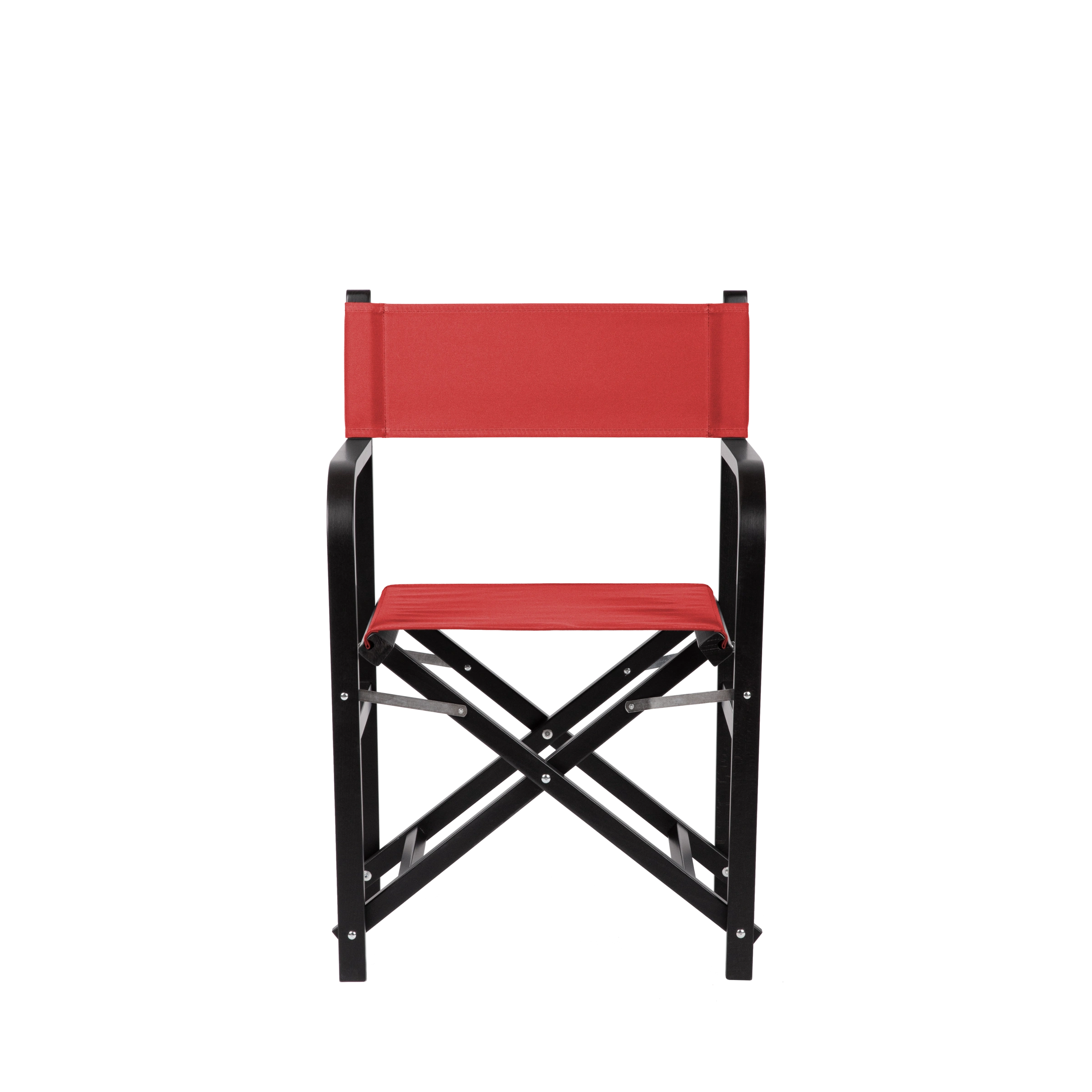 Regiestuhl George aus schwarzem Buchenholz mit Bezug in rivarot, Frontalansicht
#Classic | Set (Farbe)_rivarot