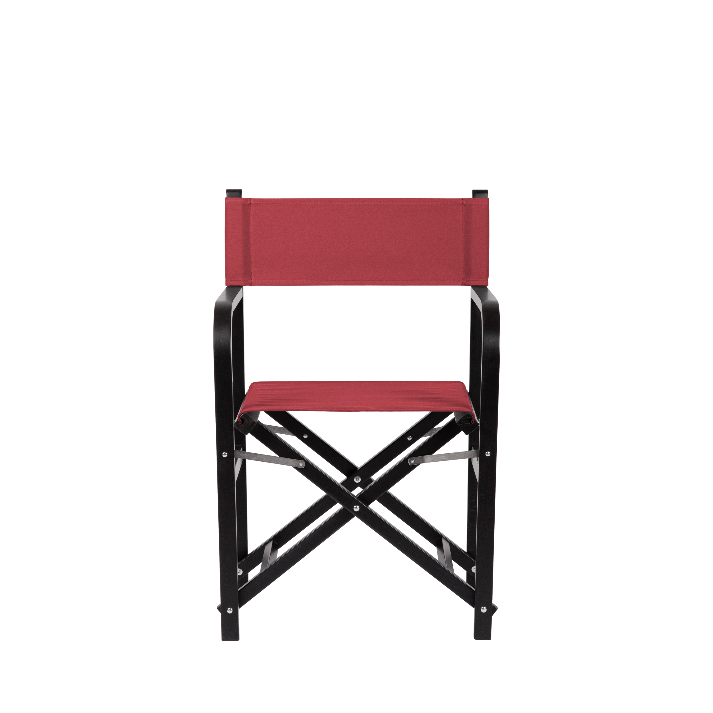 Regiestuhl George aus schwarzem Buchenholz mit rotem Bezug, Frontalansicht
#Classic | Set (Farbe)_rot