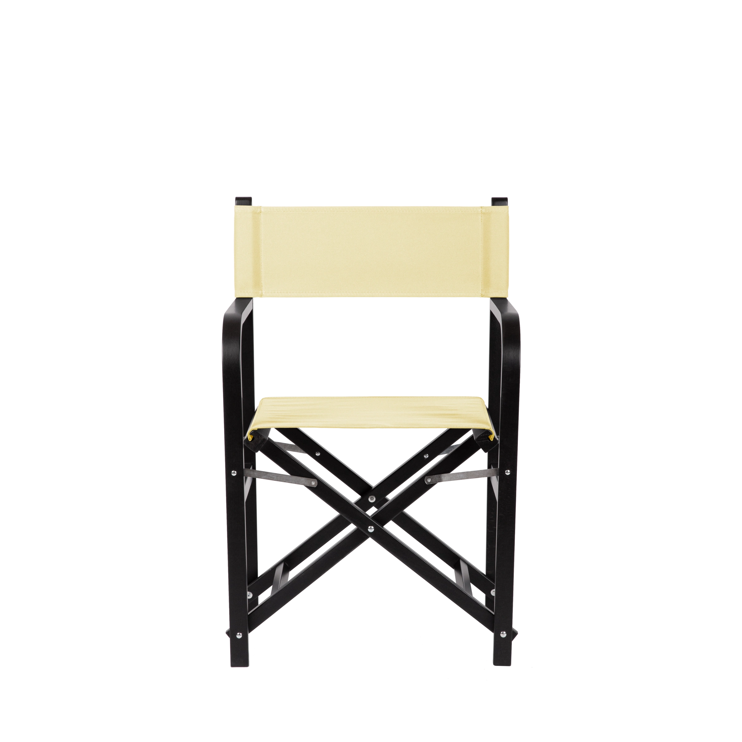 Regiestuhl George aus schwarzem Buchenholz mit Bezug in vanille, Frontalansicht
#Classic | Set (Farbe)_vanille