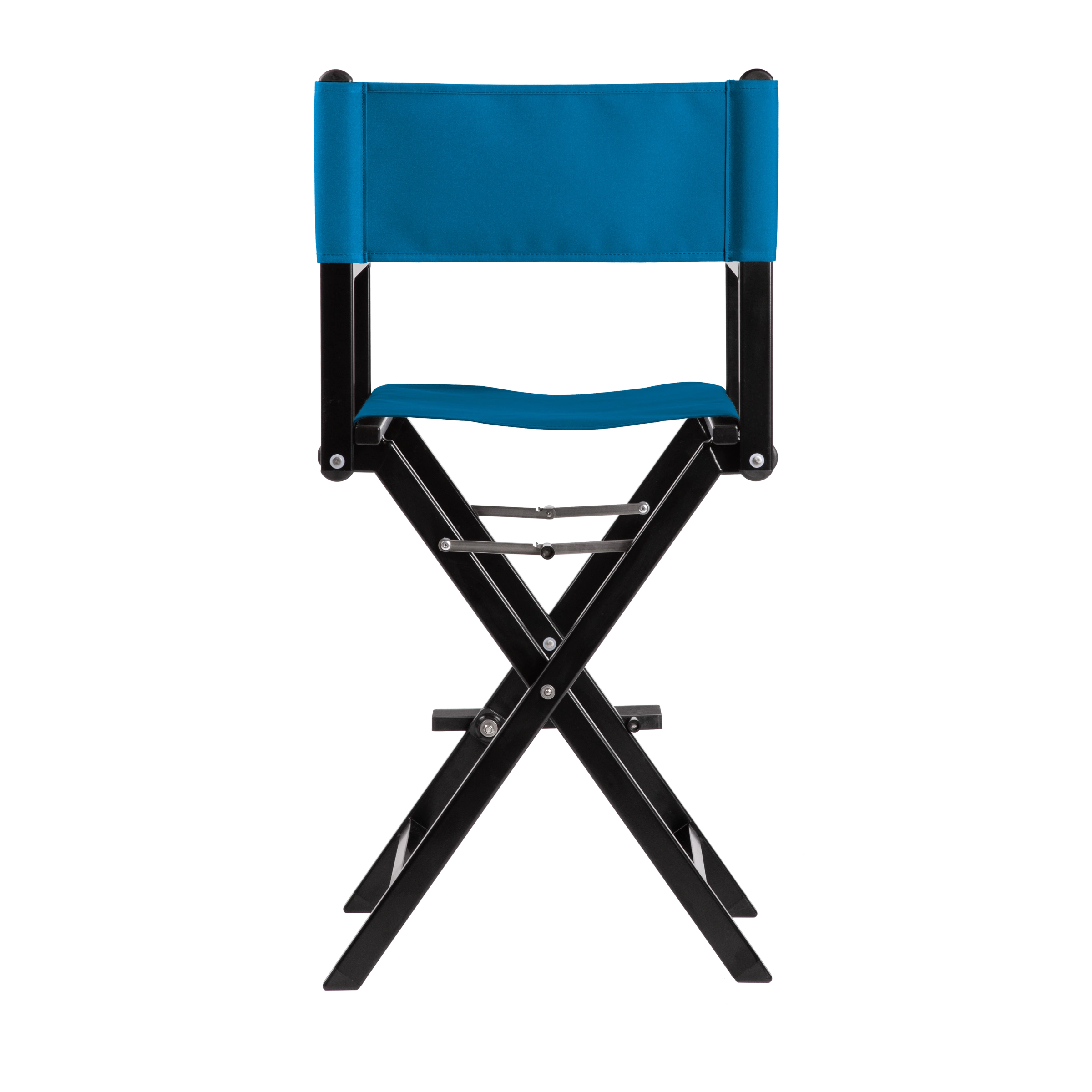 Regiestuhl Kelly aus schwarzem Aluminium mit blauem Bezug, Rückansicht
#Alu | Set (Farbe)_blau