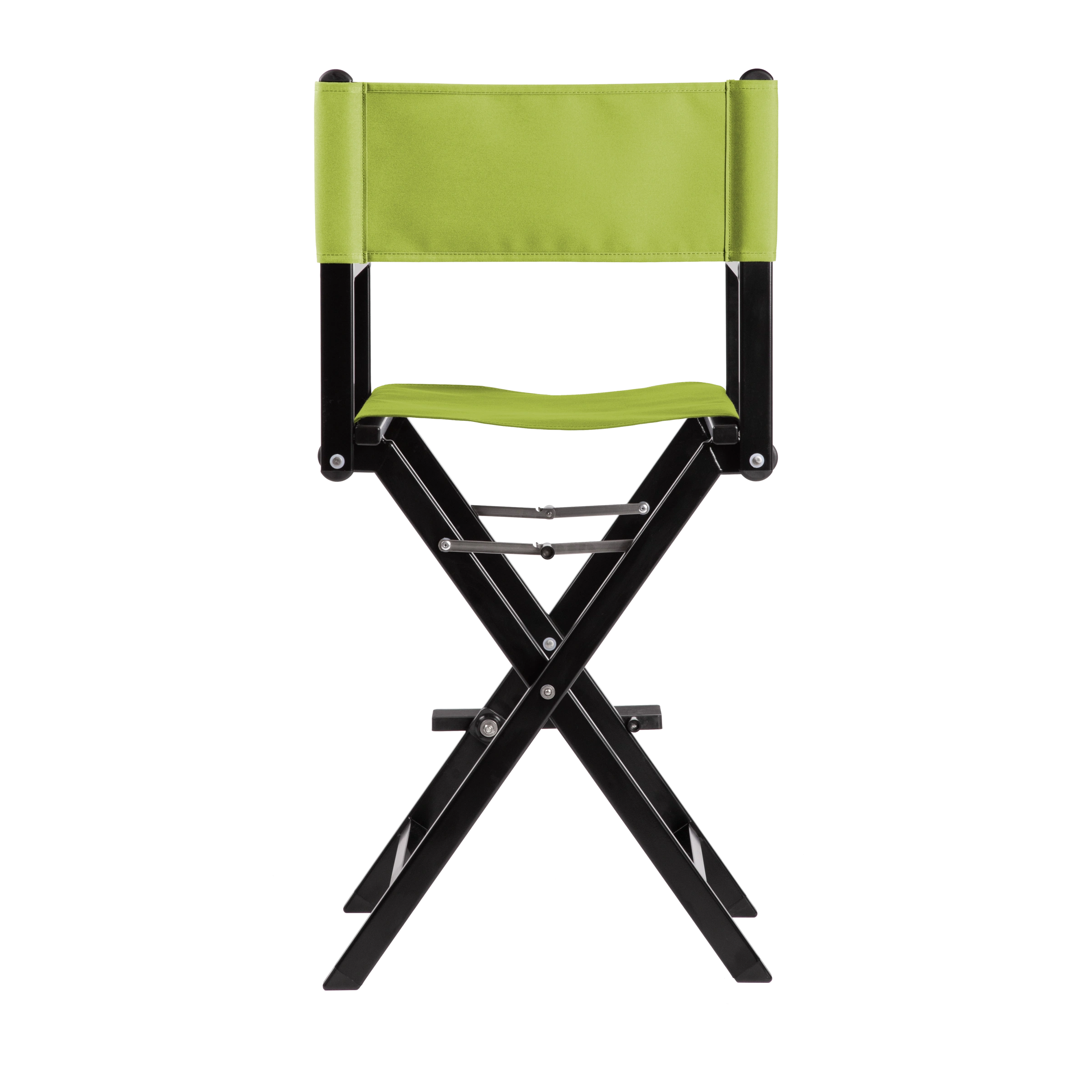 Regiestuhl Kelly aus schwarzem Aluminium mit hellgrünem Bezug, Rückansicht
#Alu | Set (Farbe)_hellgrün