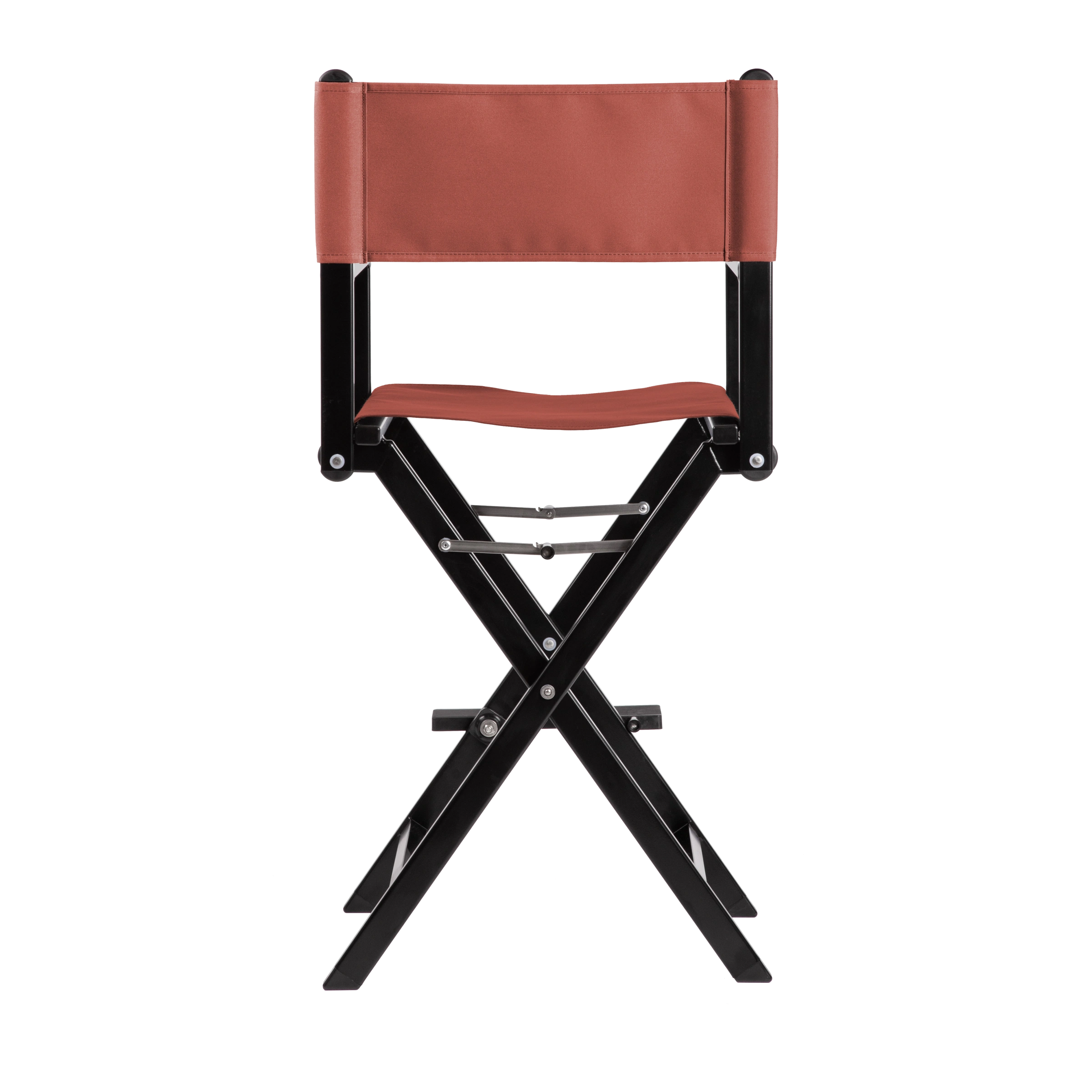 Regiestuhl Kelly aus schwarzem Aluminium mit Bezug in terracotta, Rückansicht
#Alu | Set (Farbe)_terracotta