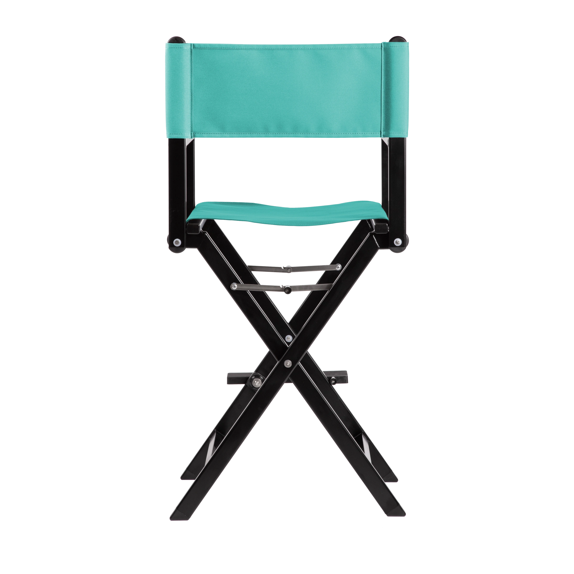 Regiestuhl Kelly aus schwarzem Aluminium mit türkisem Bezug, Rückansicht
#Alu | Set (Farbe)_türkis