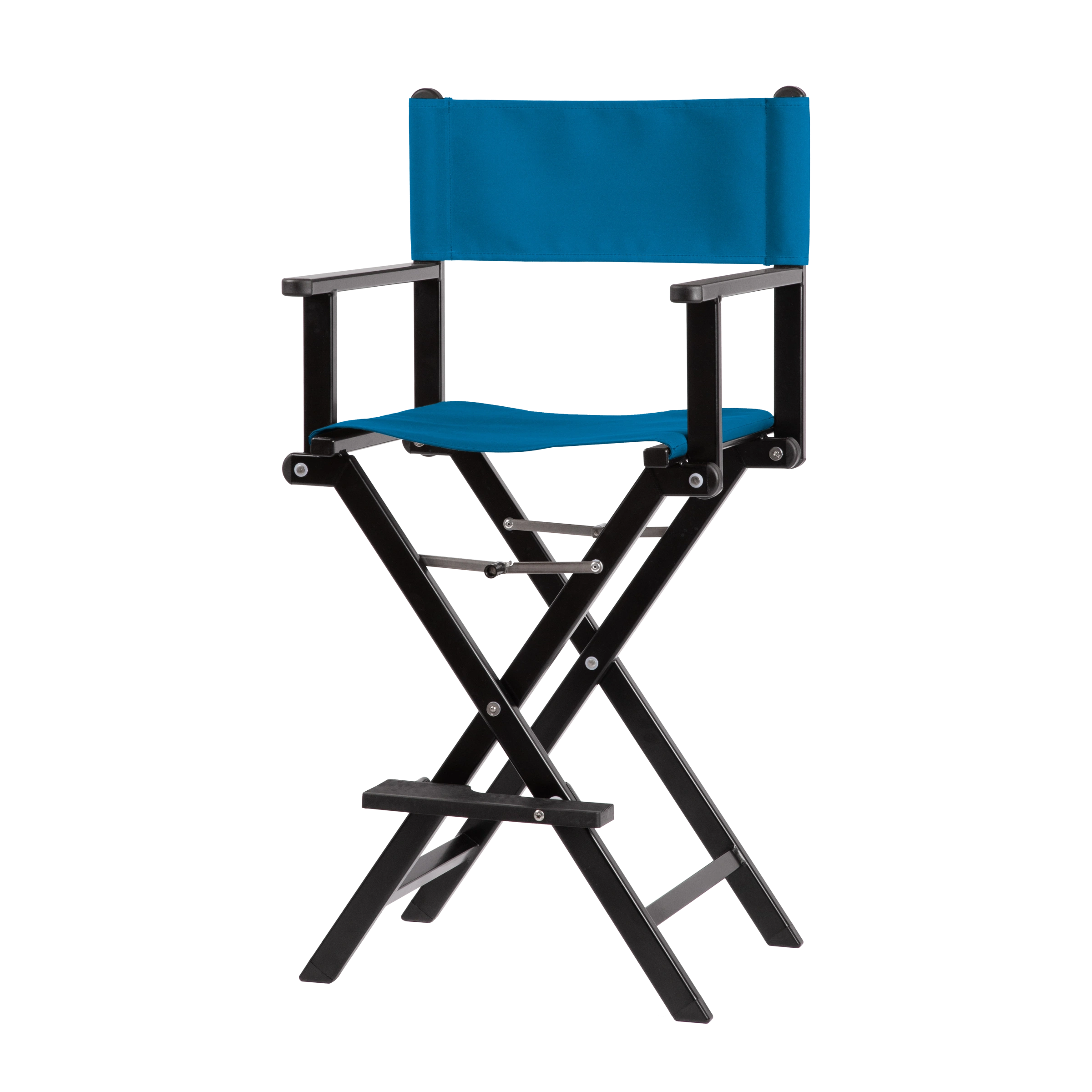 Regiestuhl Kelly aus schwarzem Aluminium mit blauem Bezug, Seitenansicht
#Alu | Set (Farbe)_blau