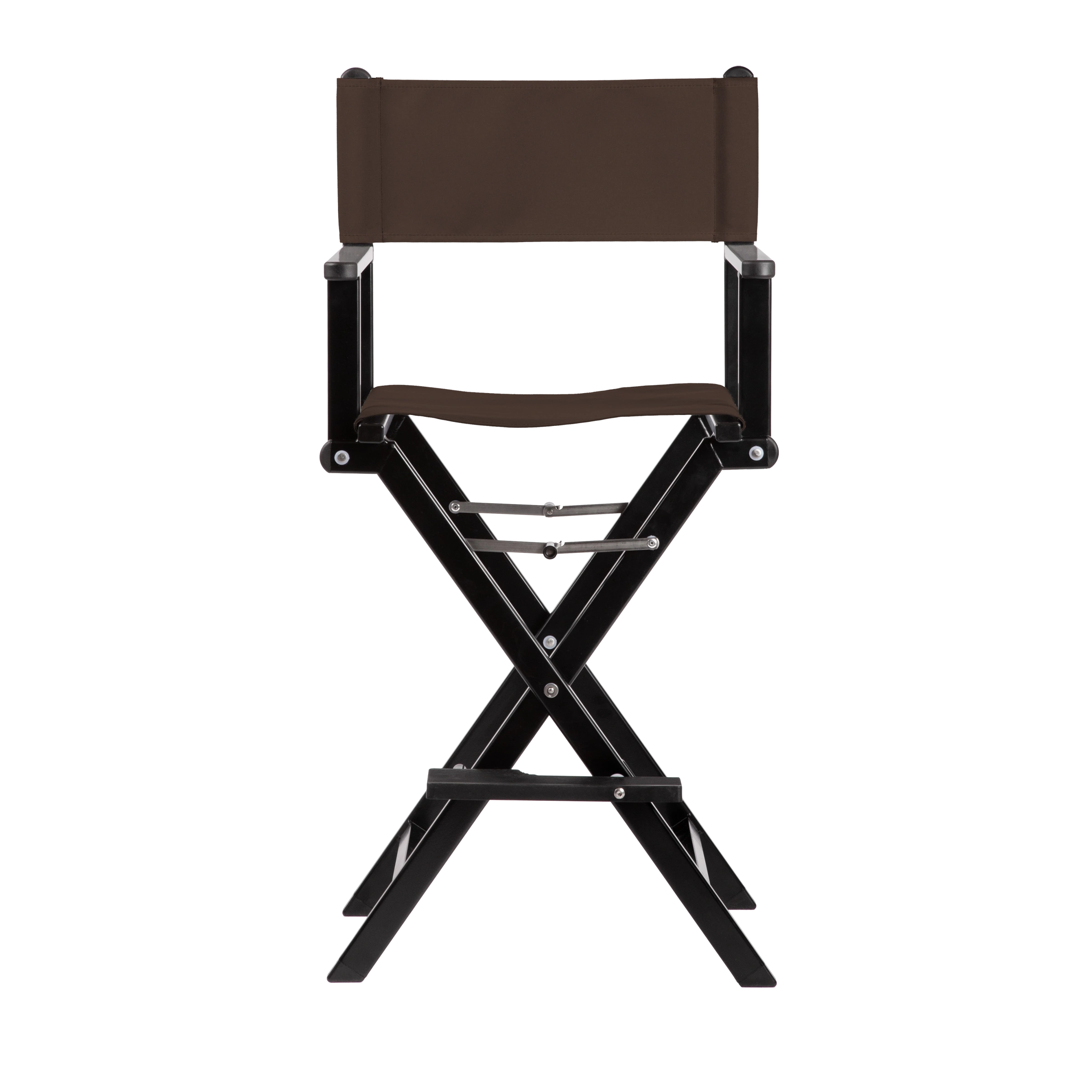 Regiestuhl Kelly aus schwarzem Aluminium mit Bezug in caffé, Frontalansicht
#Alu | Set (Farbe)_caffé