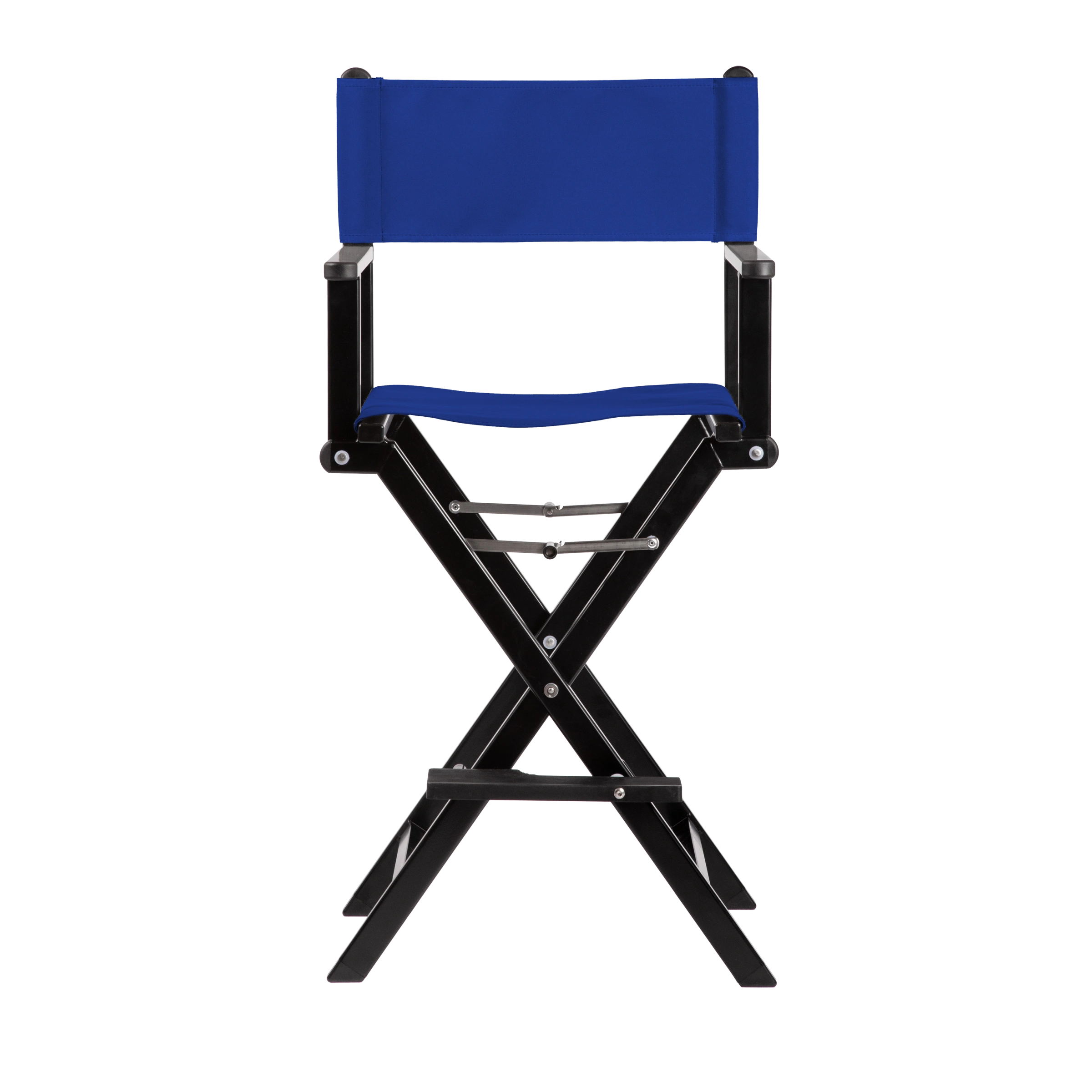 Regiestuhl Kelly aus schwarzem Aluminium mit dunkelblauem Bezug, Frontalansicht
#Alu | Set (Farbe)_dunkelblau