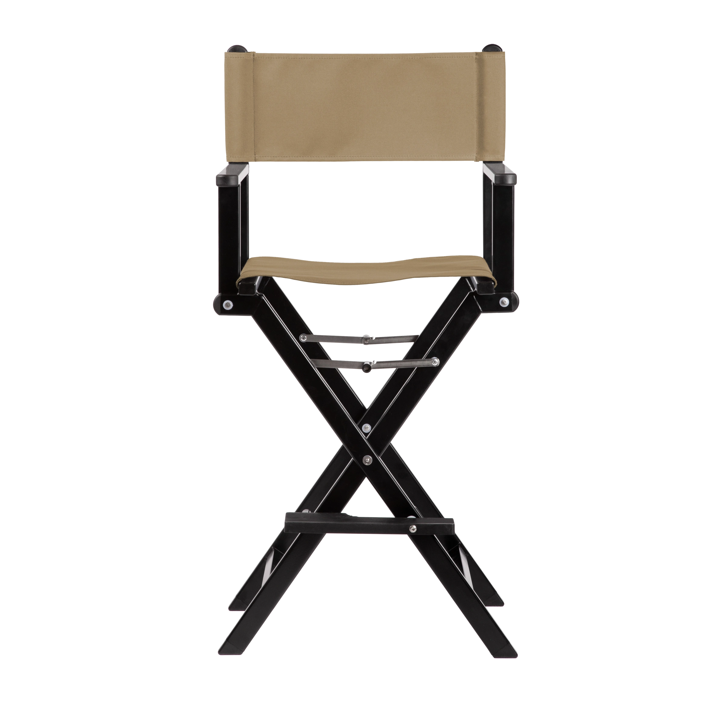 Regiestuhl Kelly aus schwarzem Aluminium mit Bezug in grau-beige, Frontalansicht
#Alu | Set (Farbe)_grau-beige