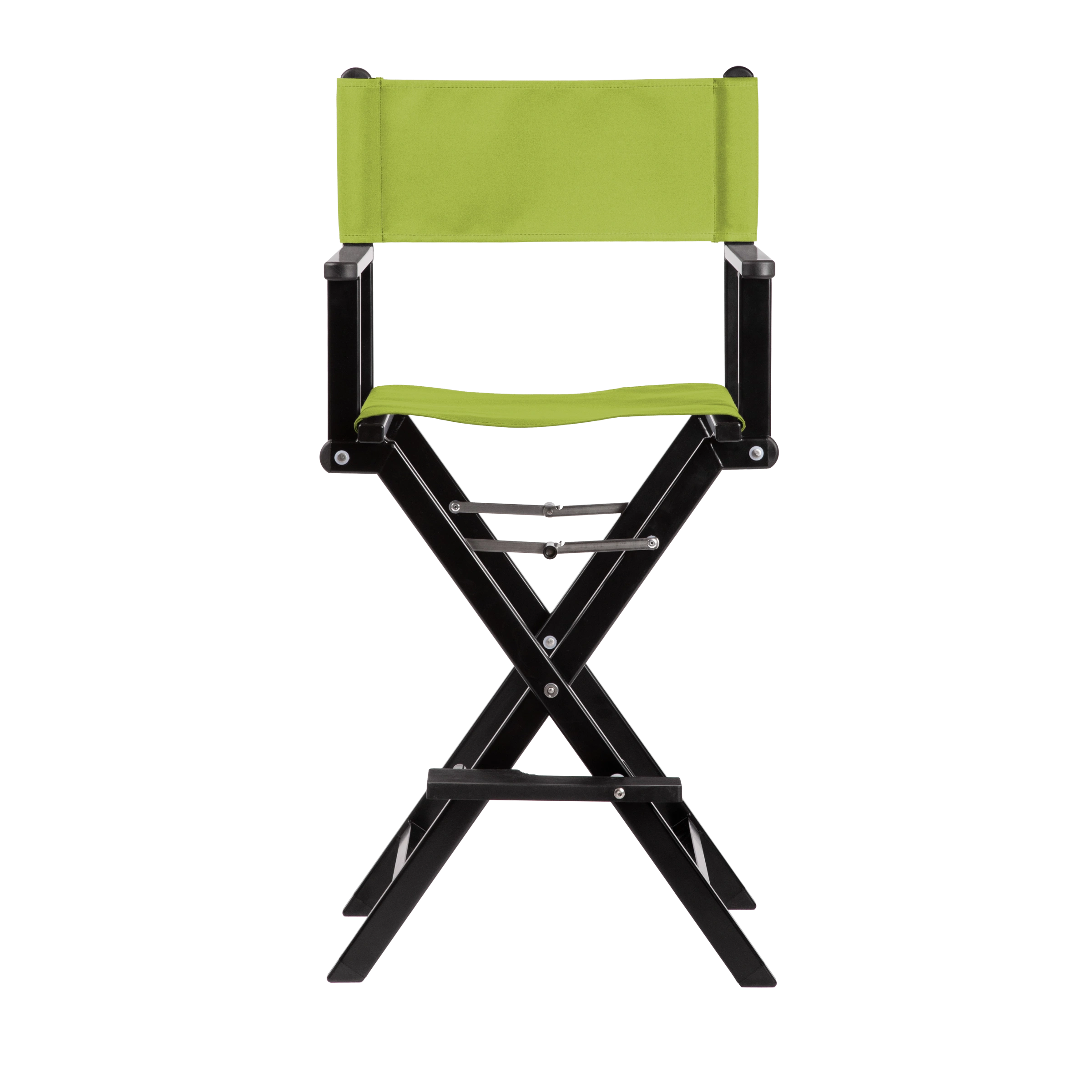 Regiestuhl Kelly aus schwarzem Aluminium mit hellgrünem Bezug, Frontalansicht
#Alu | Set (Farbe)_hellgrün