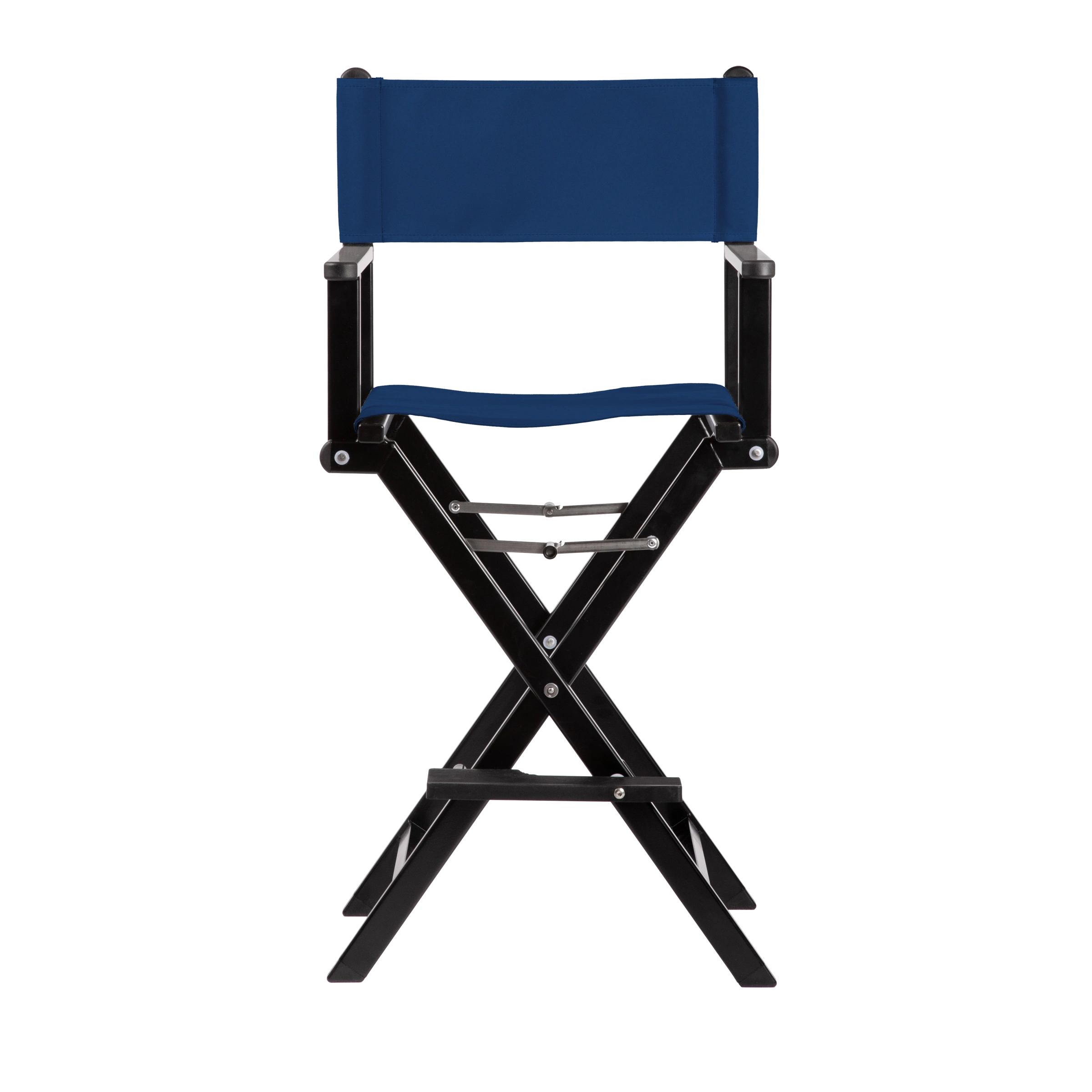 Regiestuhl Kelly aus schwarzem Aluminium mit Bezug in marine, Frontalansicht
#Alu | Set (Farbe)_marine