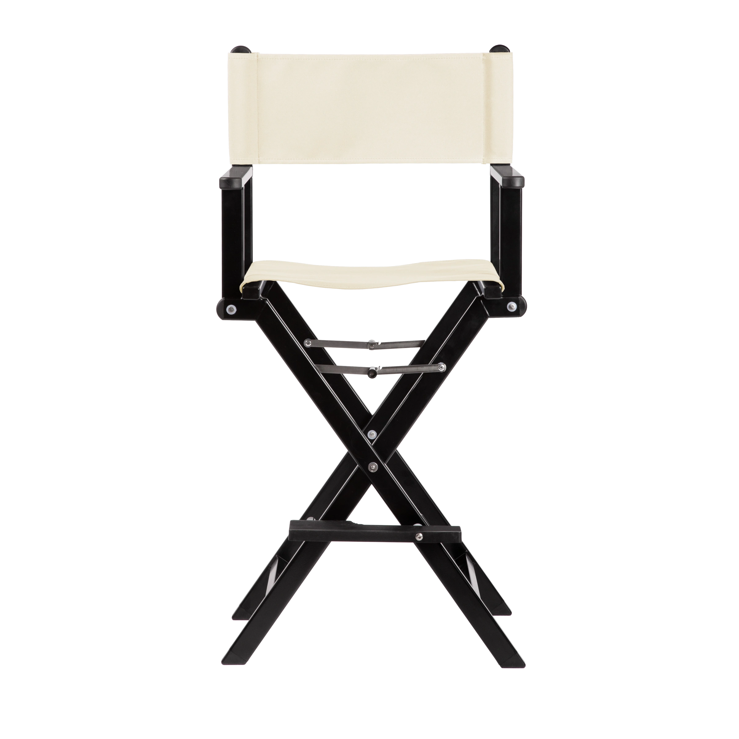 Regiestuhl Kelly aus schwarzem Aluminium mit naturfarbenem Bezug, Frontalansicht
#Alu | Set (Farbe)_natur