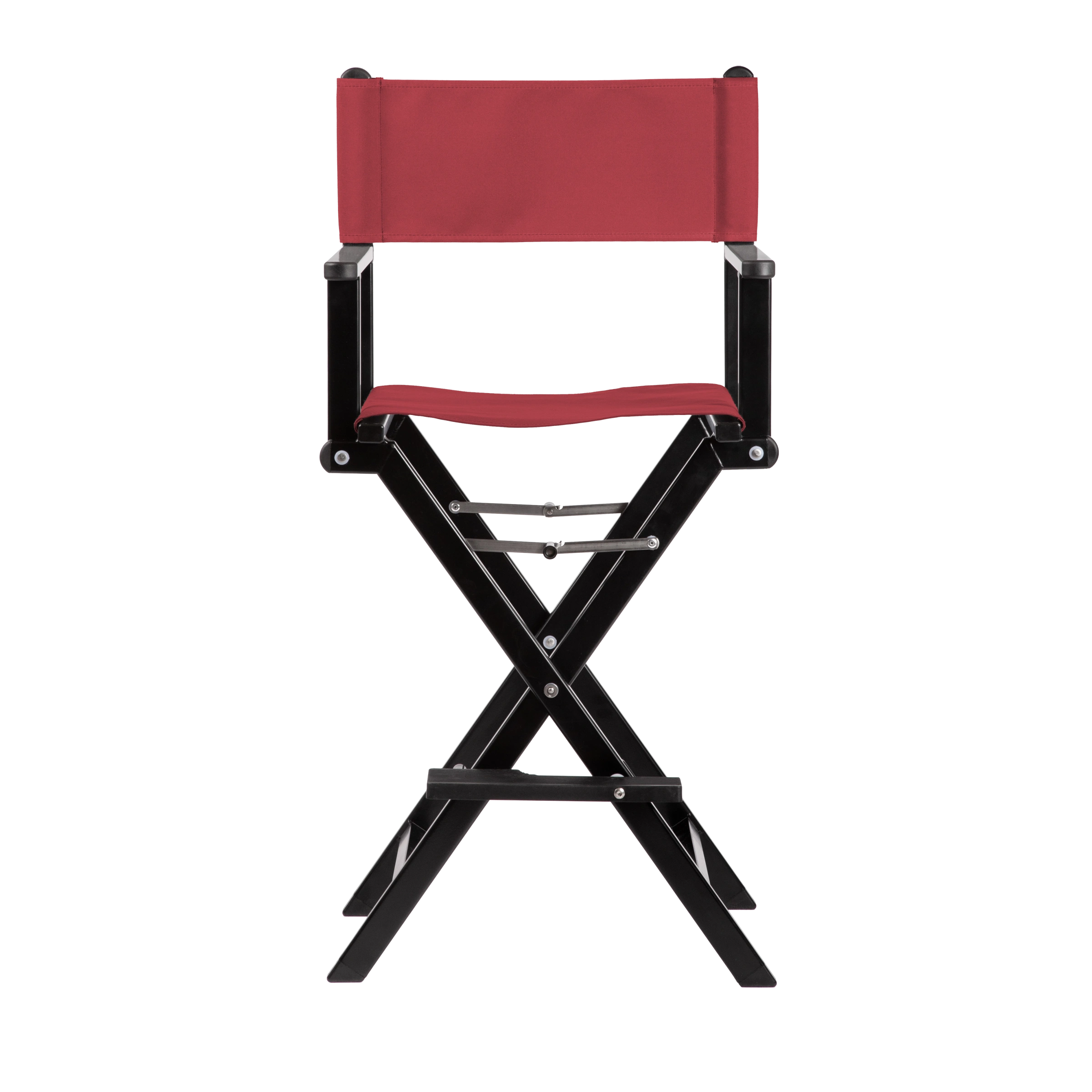 Regiestuhl Kelly aus schwarzem Aluminium mit rotem Bezug, Frontalansicht
#Alu | Set (Farbe)_rot