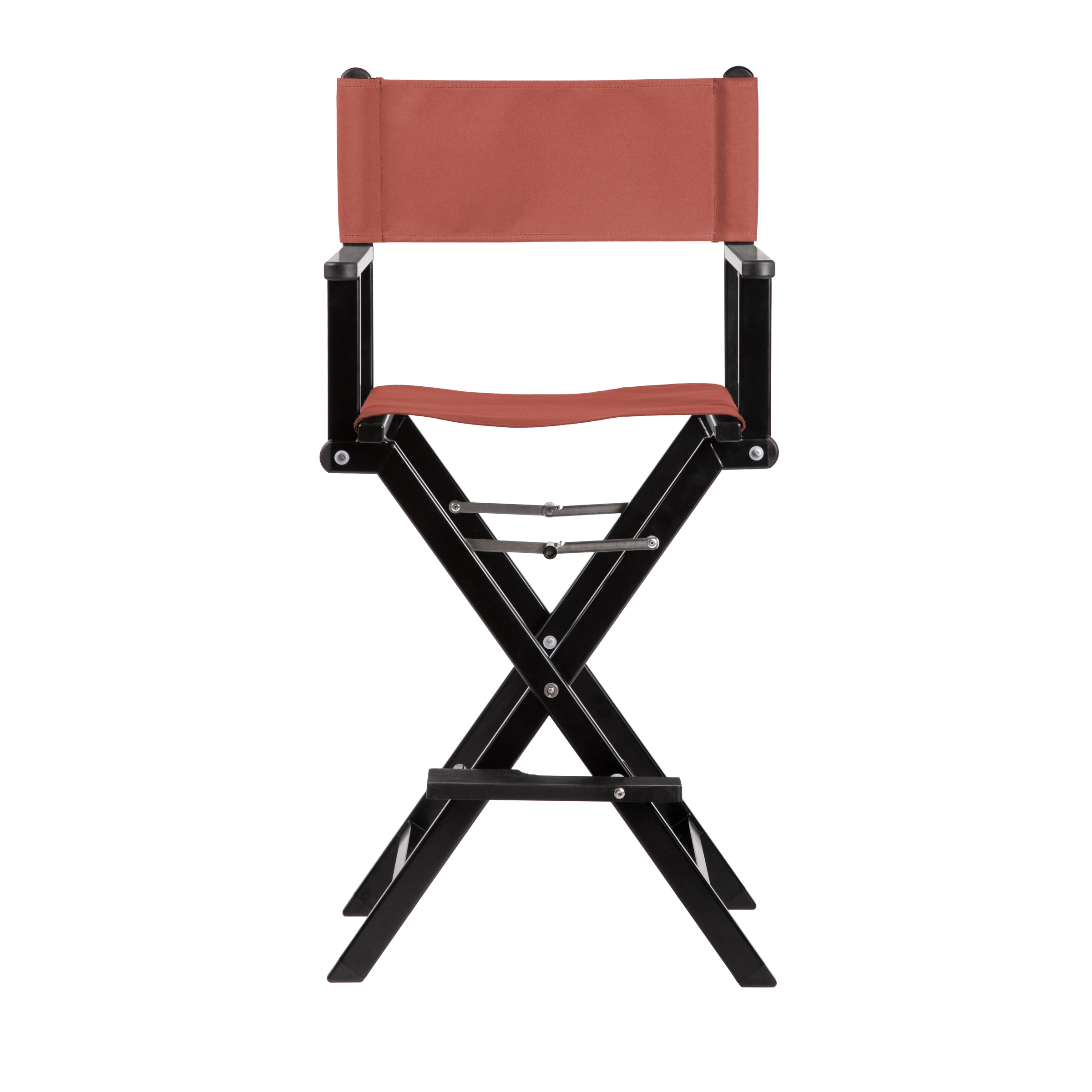 Regiestuhl Kelly aus schwarzem Aluminium mit Bezug in terracotta, Frontalansicht
#Alu | Set (Farbe)_terracotta