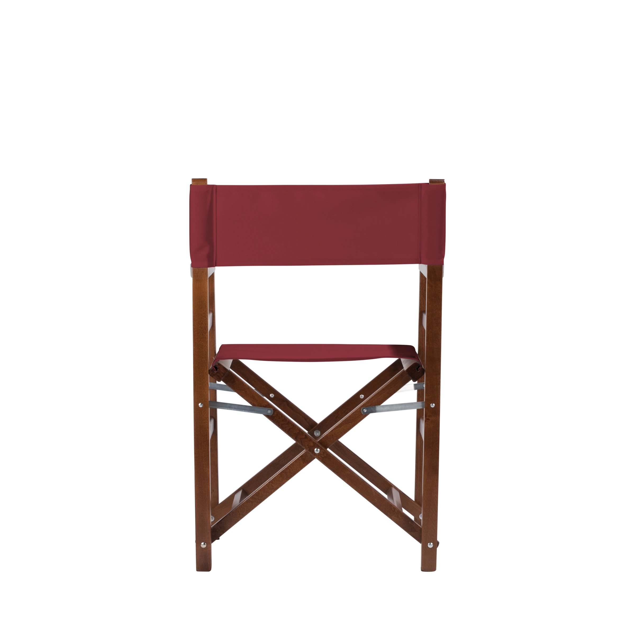 Regiestuhl Oscar aus braunem Buchenholz mit Bezug in bordeaux, Rückansicht
#Classic | Set (Farbe)_bordeaux