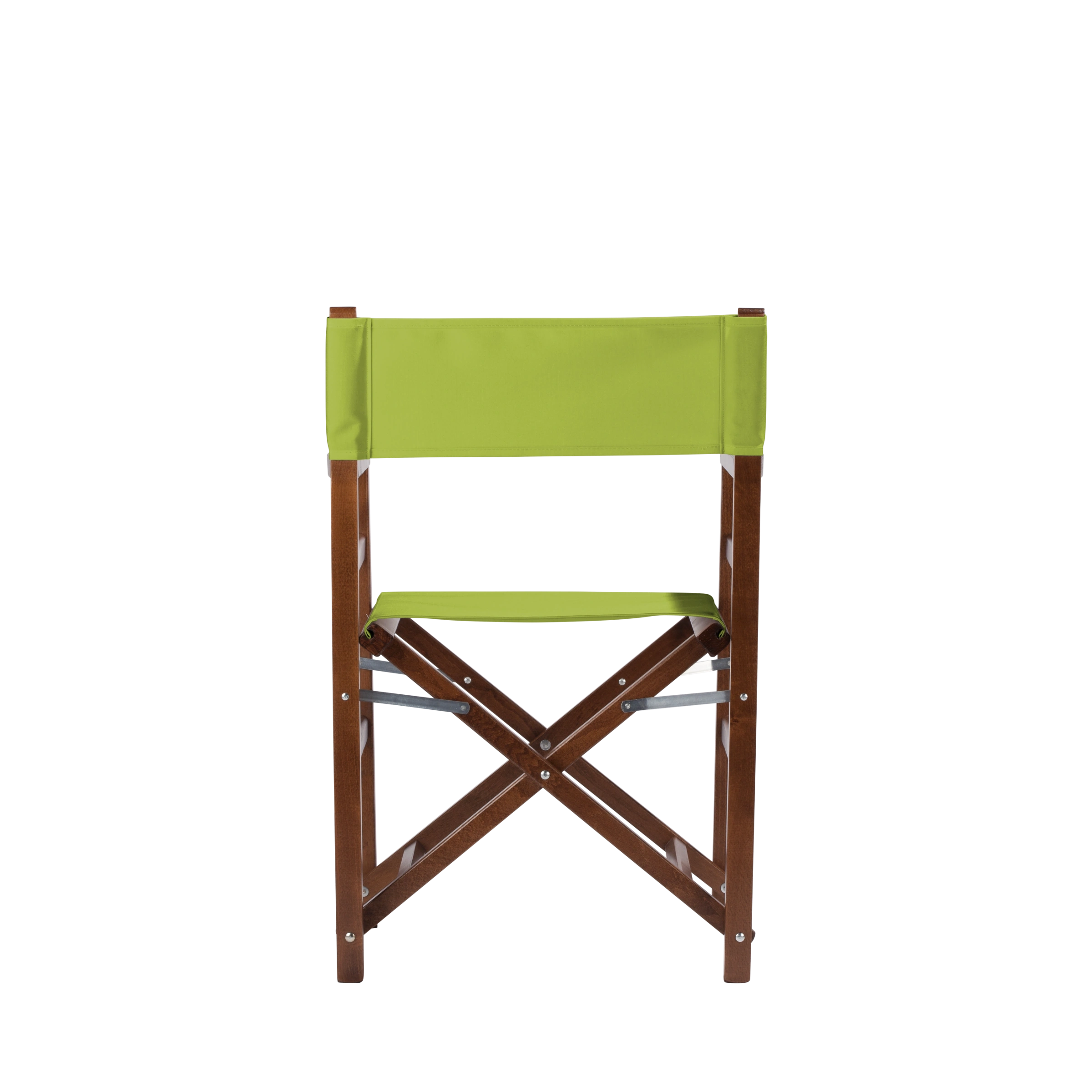 Regiestuhl Oscar aus braunem Buchenholz mit hellgrünem Bezug, Rückansicht
#Classic | Set (Farbe)_hellgrün