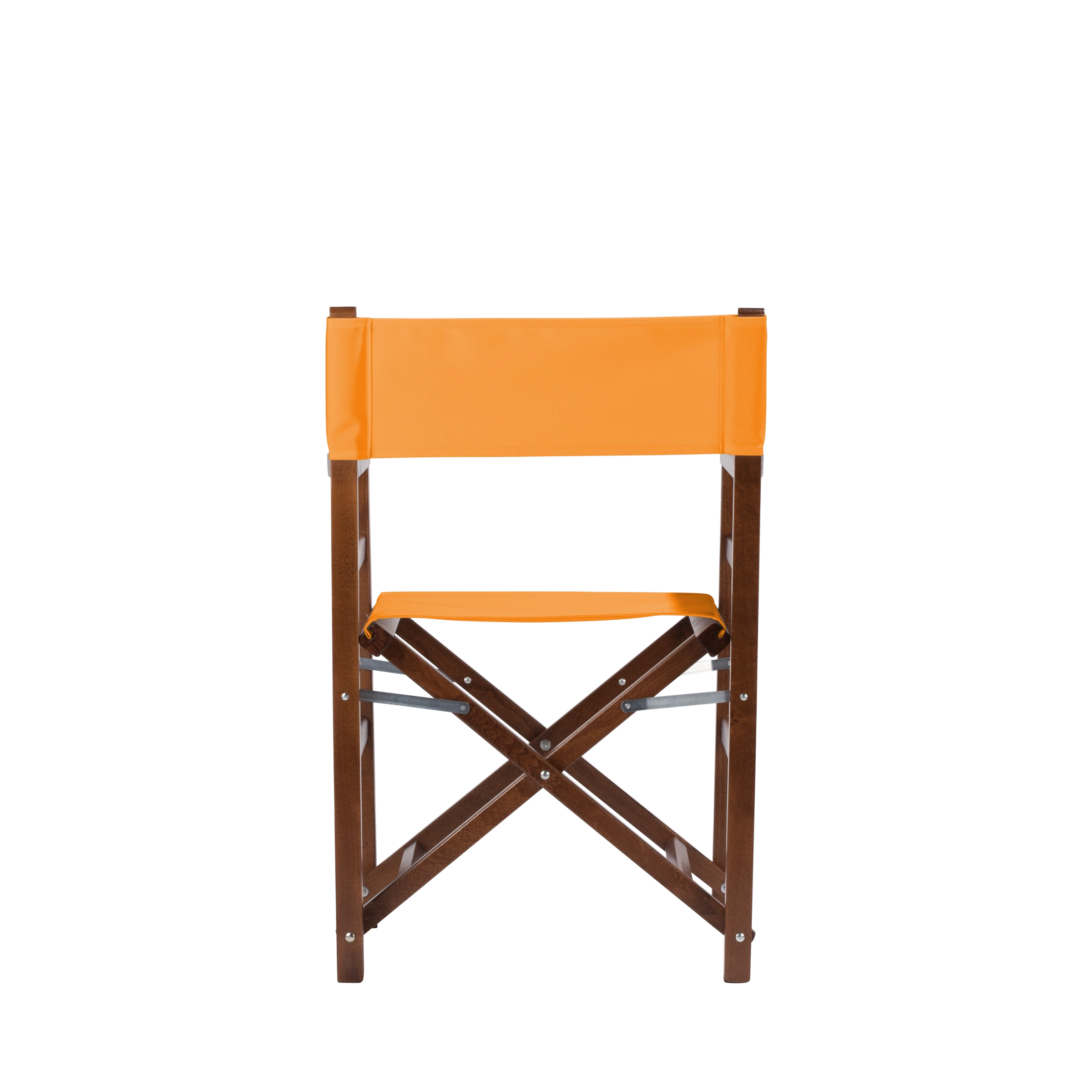 Regiestuhl Oscar aus braunem Buchenholz mit Bezug in mandarine, Rückansicht
#Classic | Set (Farbe)_mandarine