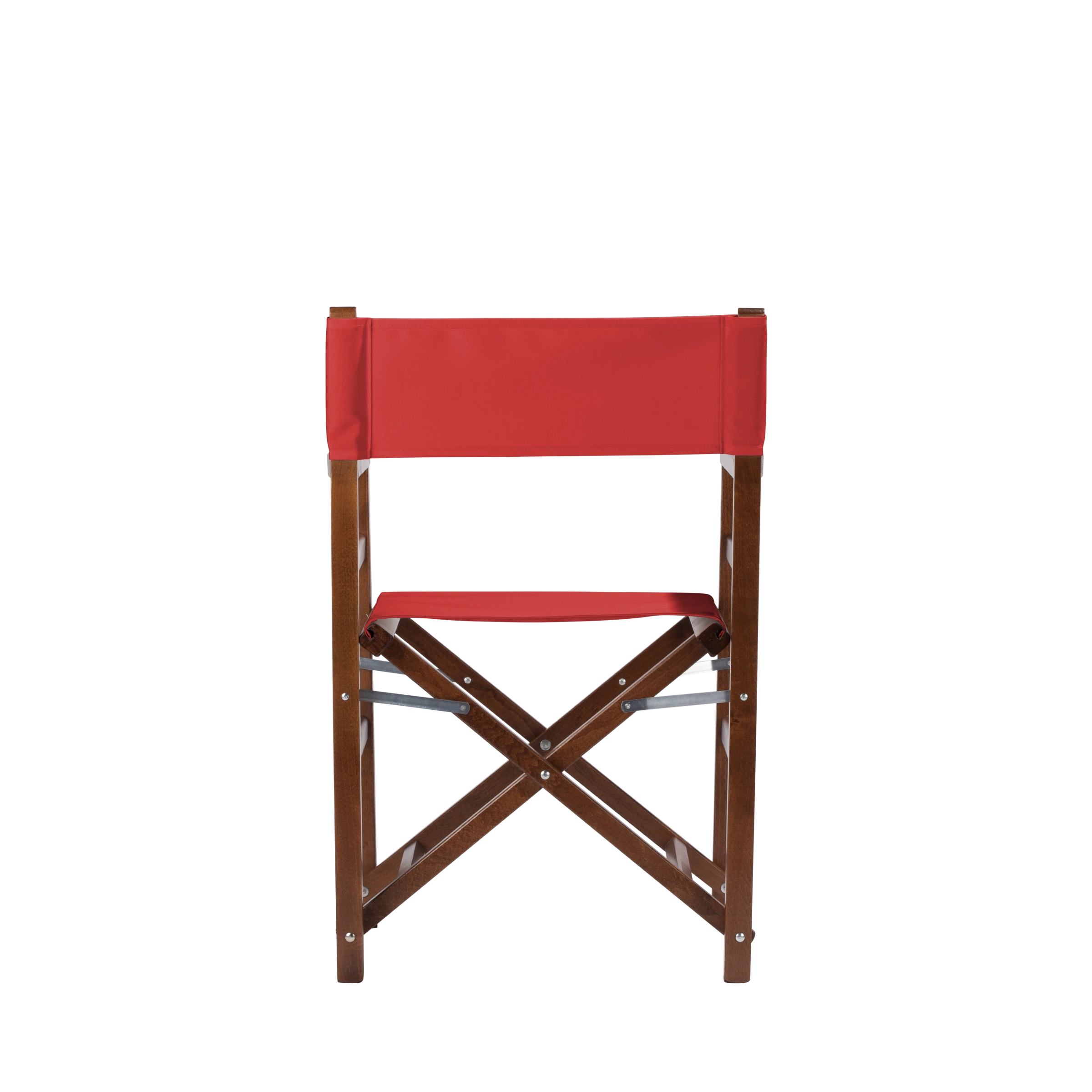 Regiestuhl Oscar aus braunem Buchenholz mit Bezug in rivarot, Rückansicht
#Classic | Set (Farbe)_rivarot