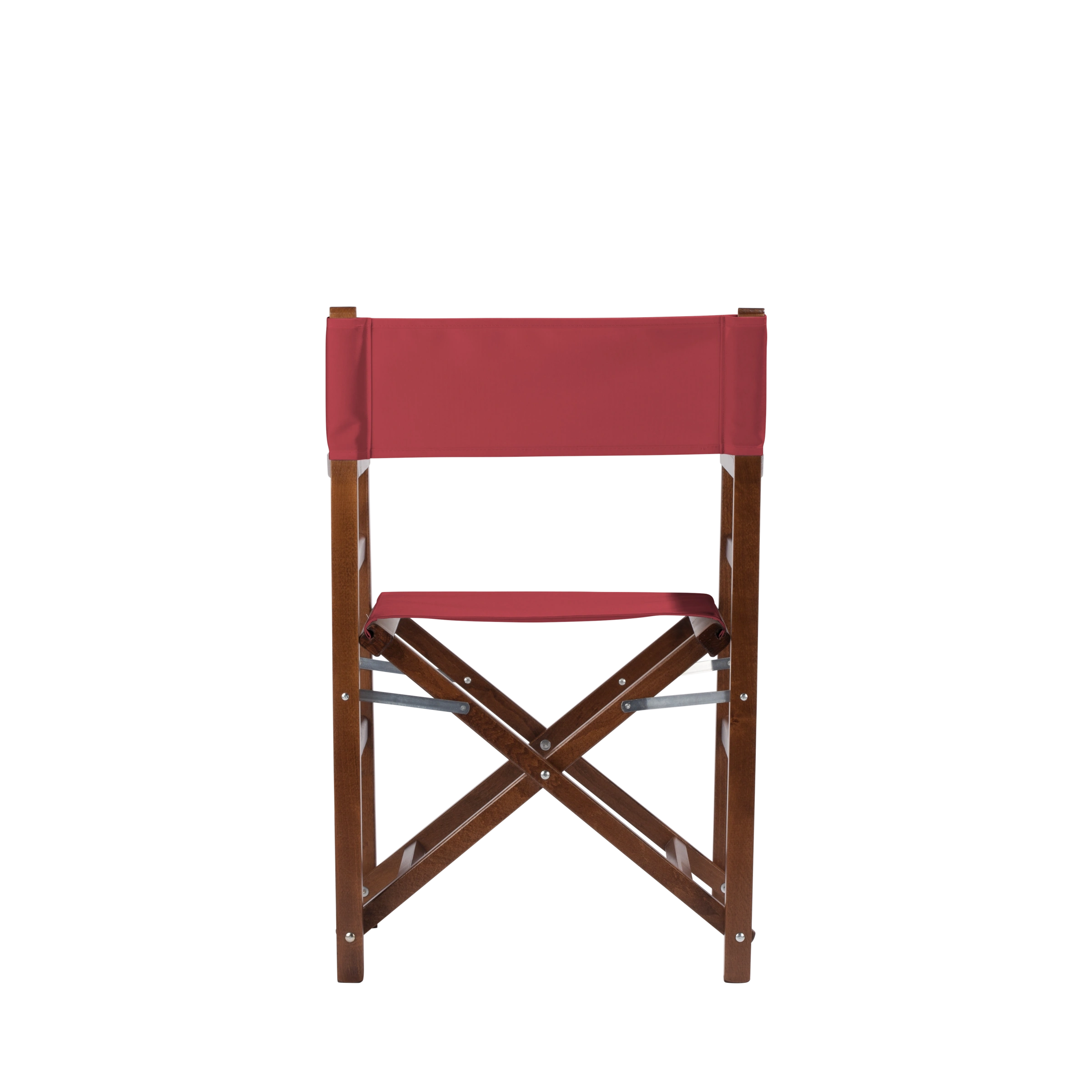 Regiestuhl Oscar aus braunem Buchenholz mit rotem Bezug, Rückansicht
#Classic | Set (Farbe)_rot