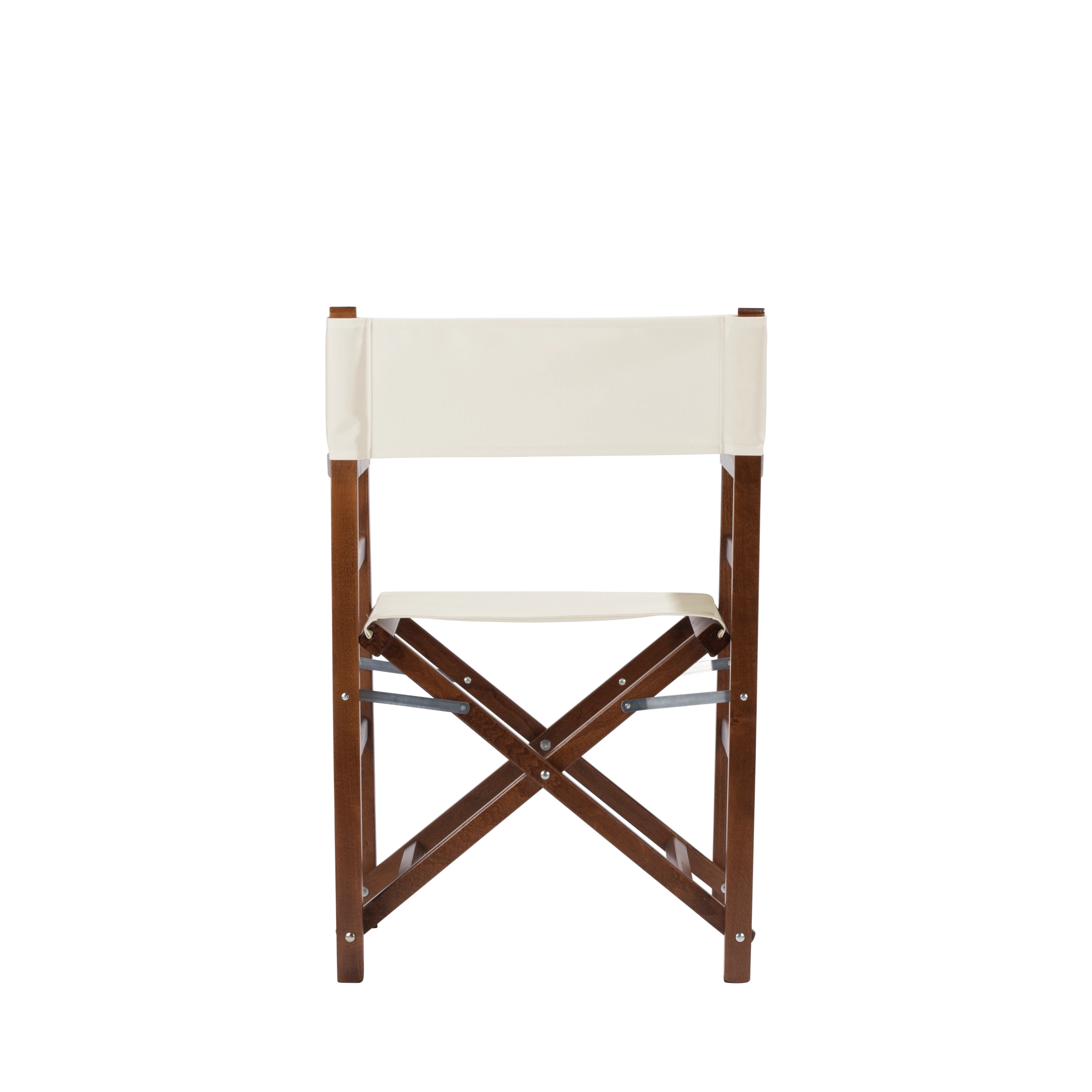 Regiestuhl Oscar aus braunem Buchenholz mit weißem Bezug, Rückansicht
#Classic | Set (Farbe)_weiß