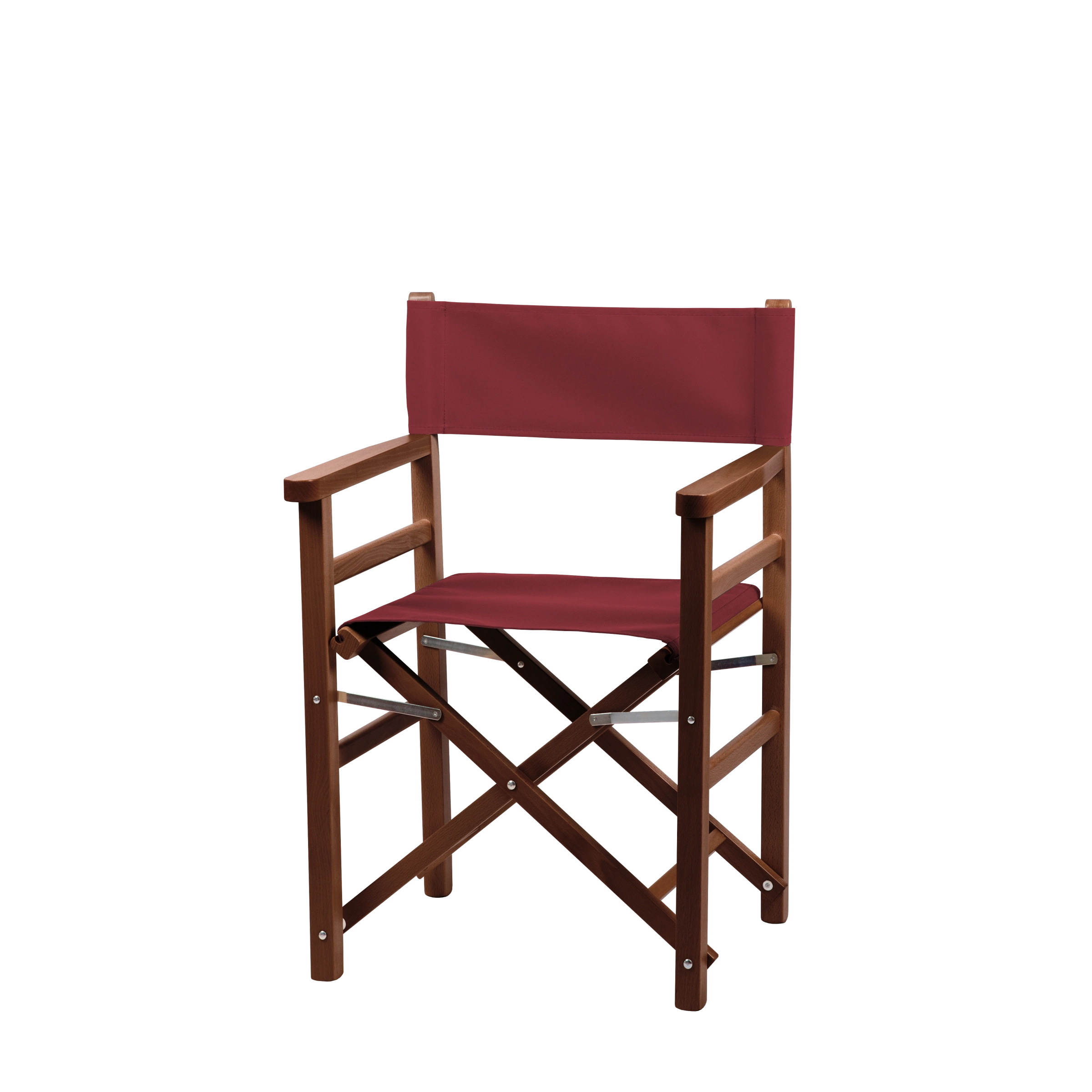 Regiestuhl Oscar aus braunem Buchenholz mit Bezug in bordeaux, Seitenansicht
#Classic | Set (Farbe)_bordeaux