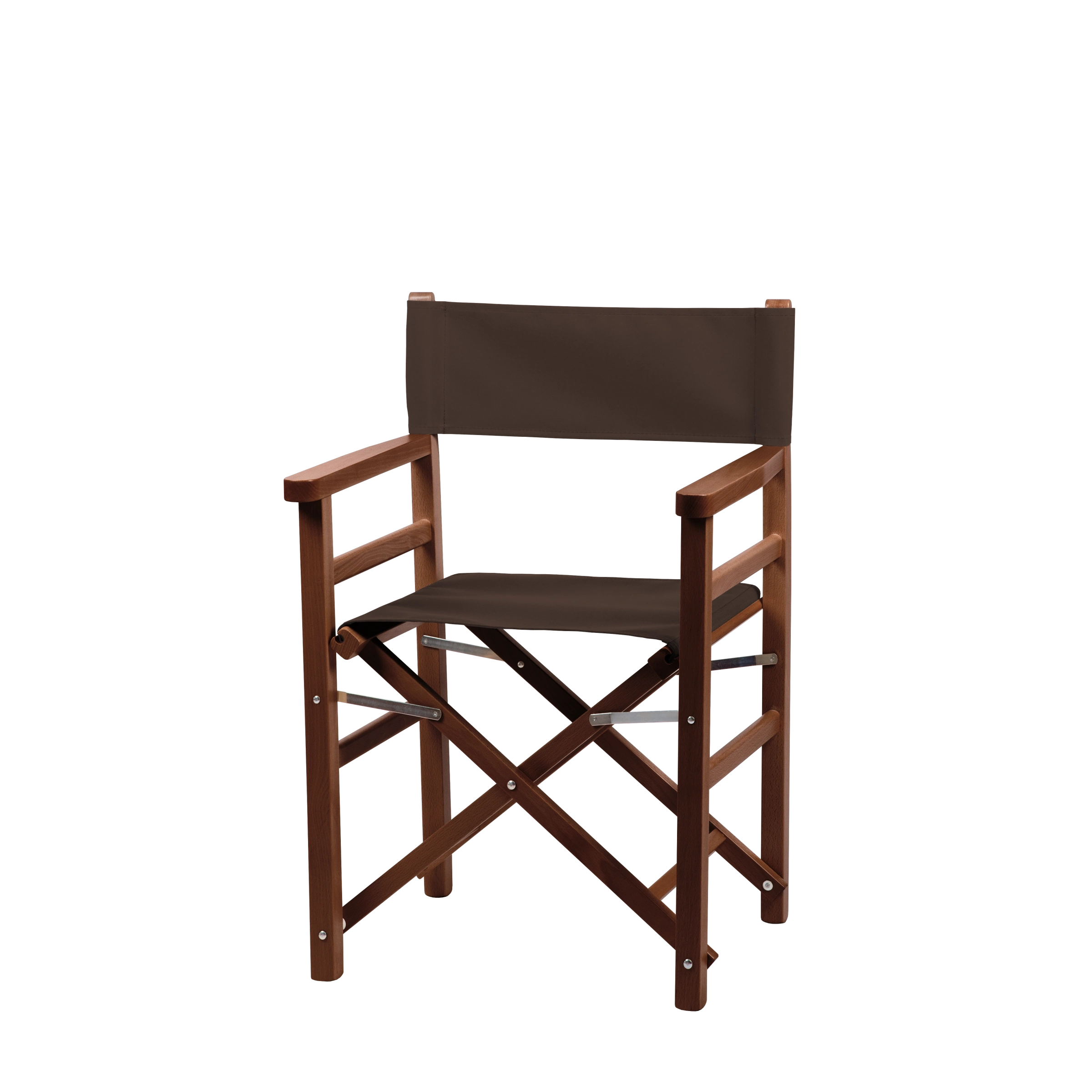 Regiestuhl Oscar aus braunem Buchenholz mit Bezug in caffé, Seitenansicht
#Classic | Set (Farbe)_caffé