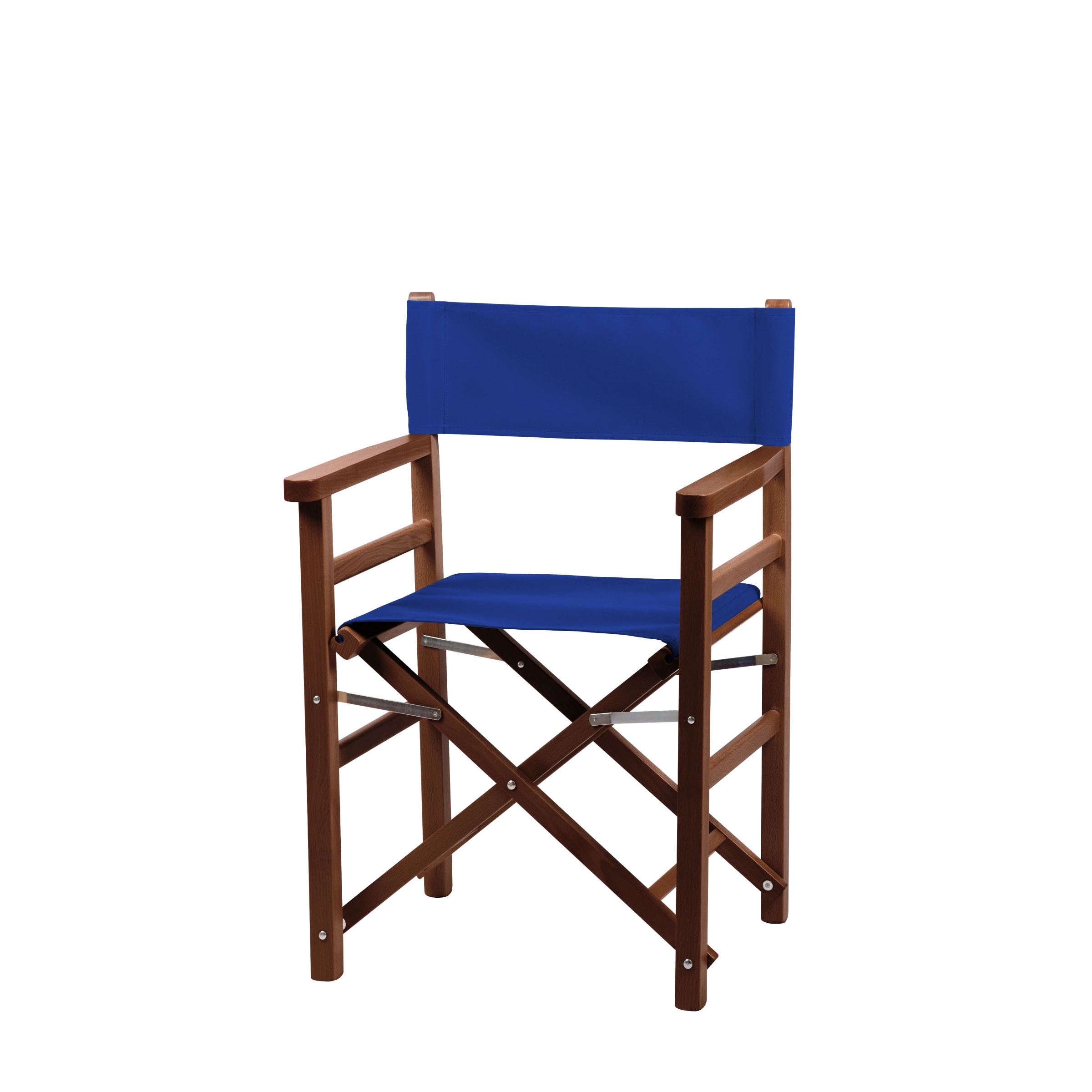 Regiestuhl Oscar aus braunem Buchenholz mit dunkelblauem Bezug, Seitenansicht
#Classic | Set (Farbe)_dunkelblau