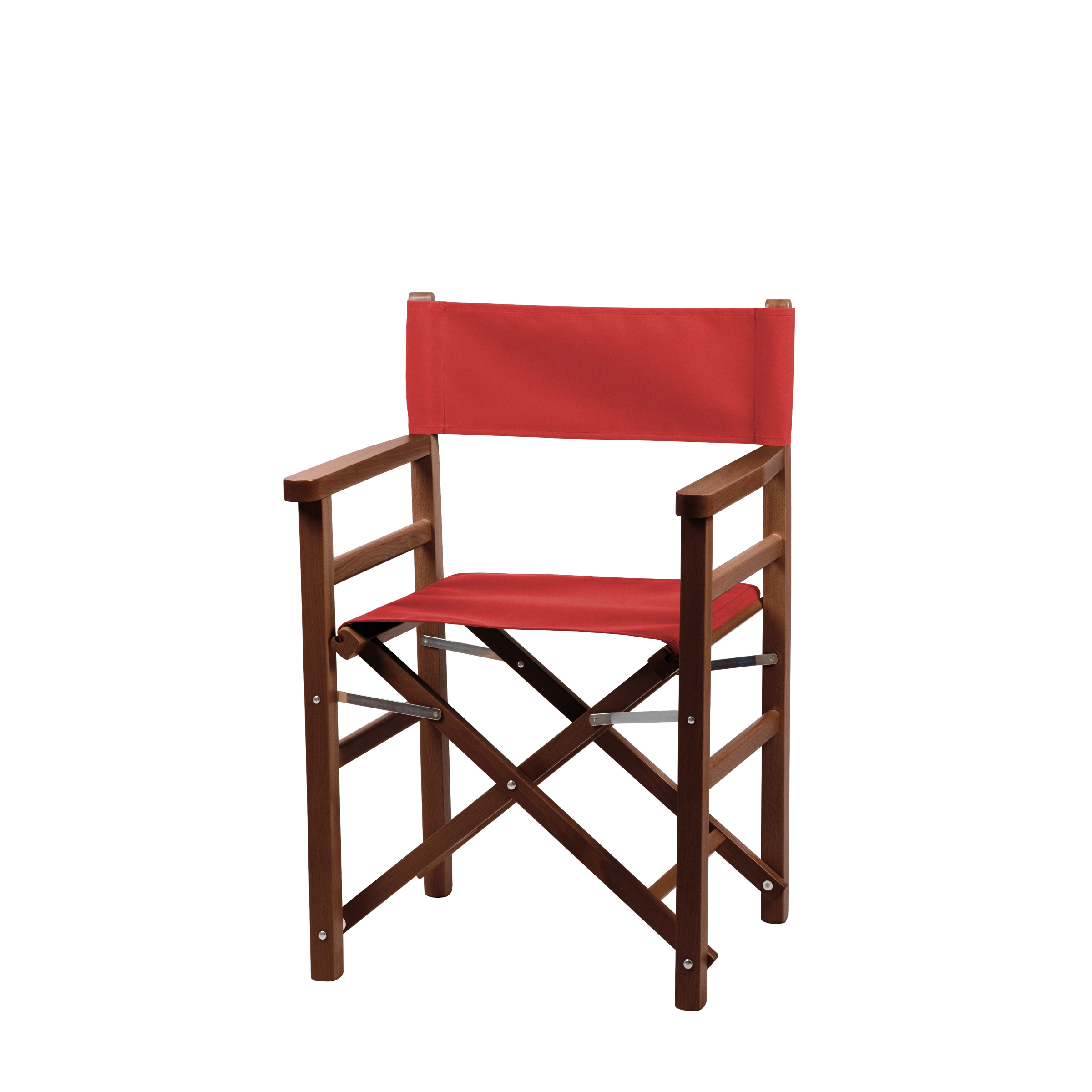 Regiestuhl Oscar aus braunem Buchenholz mit Bezug in rivarot, Seitenansicht
#Classic | Set (Farbe)_rivarot