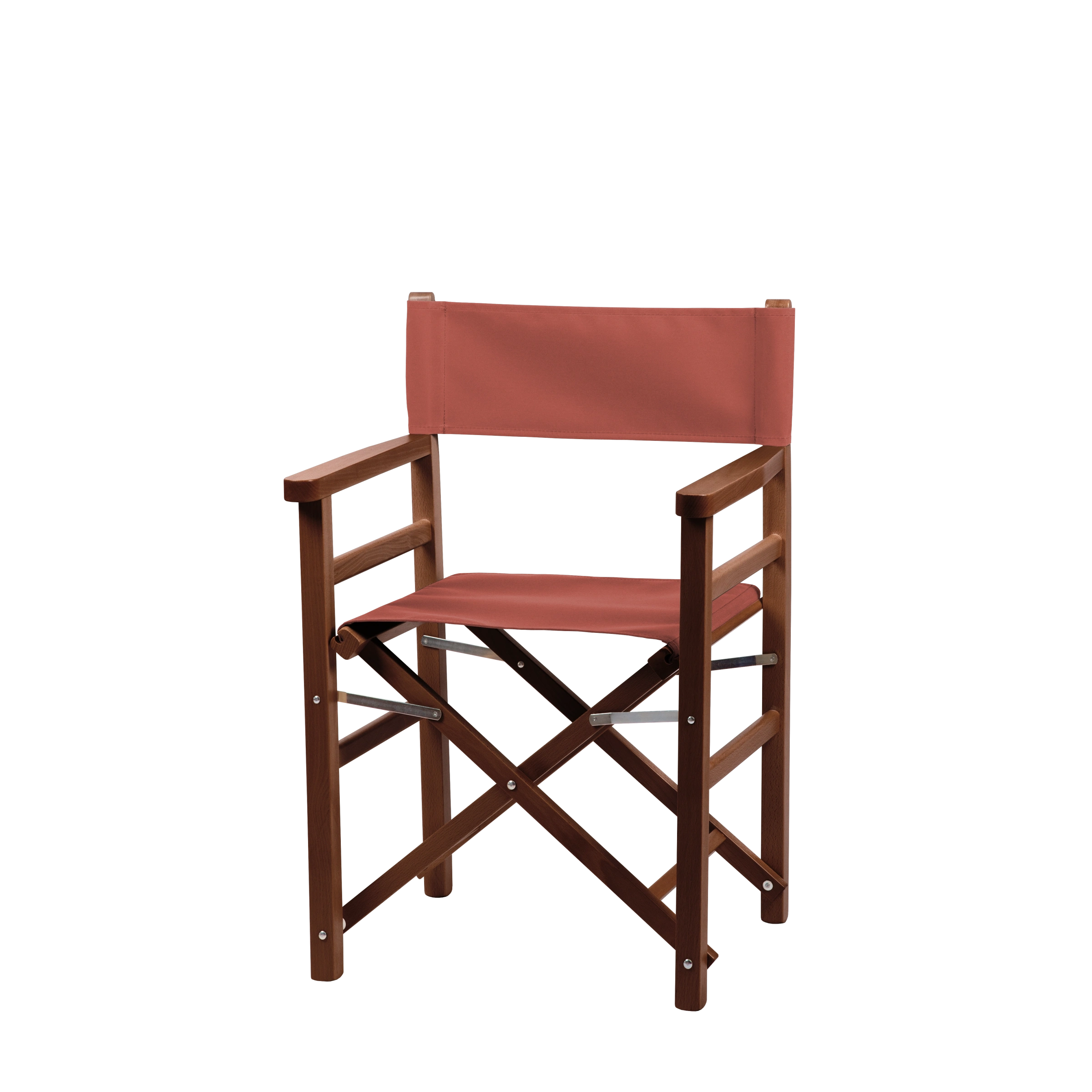 Regiestuhl Oscar aus braunem Buchenholz mit Bezug in terracotta, Seitenansicht
#Classic | Set (Farbe)_terracotta