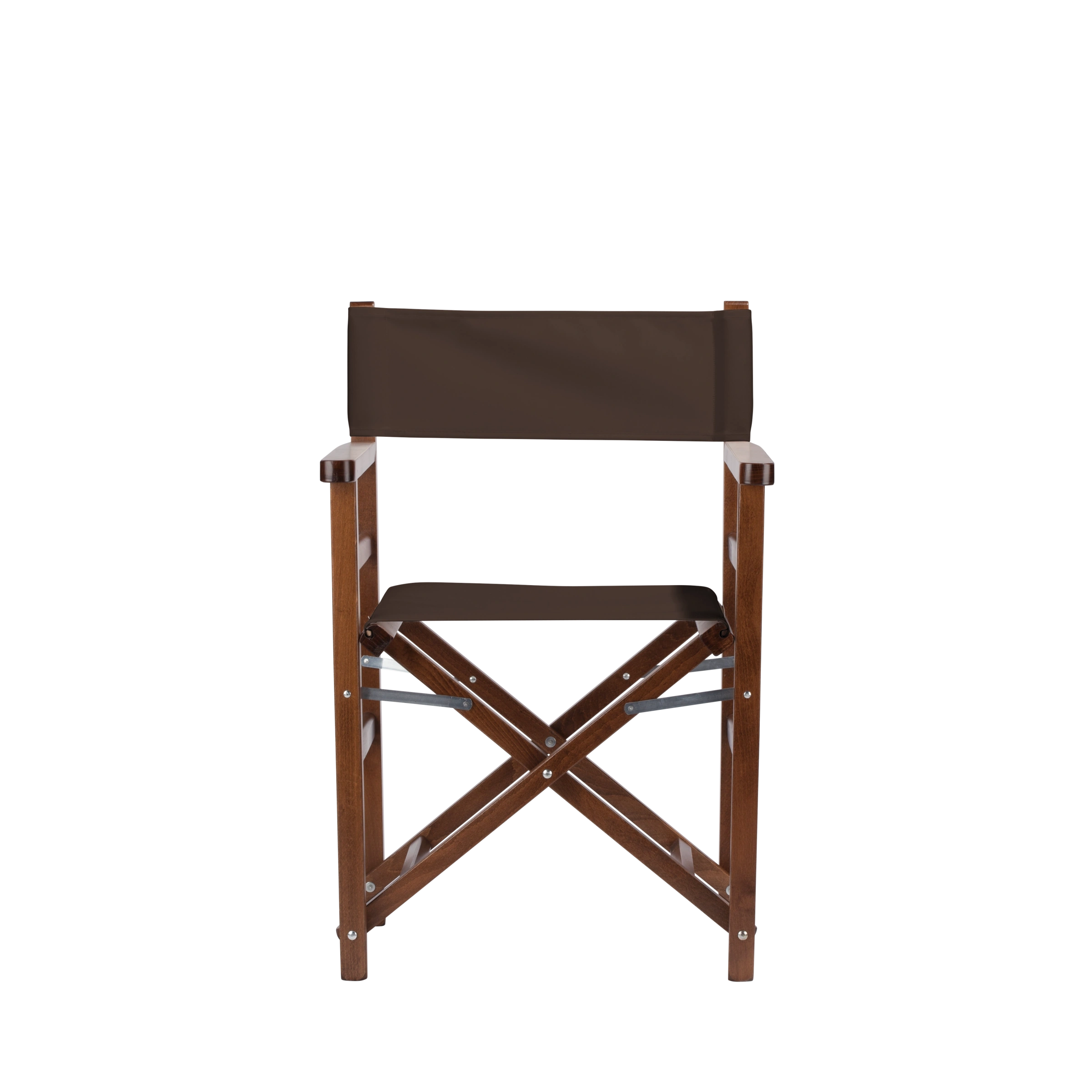 Regiestuhl Oscar aus braunem Buchenholz mit Bezug in caffé, Frontalansicht
#Classic | Set (Farbe)_caffé