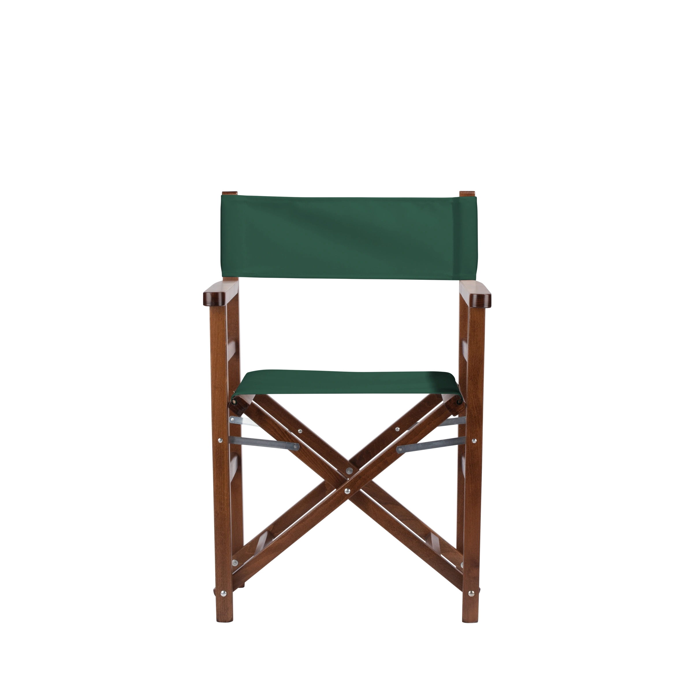 Regiestuhl Oscar aus braunem Buchenholz mit dunkelgrünem Bezug, Frontalansicht
#Classic | Set (Farbe)_dunkelgrün