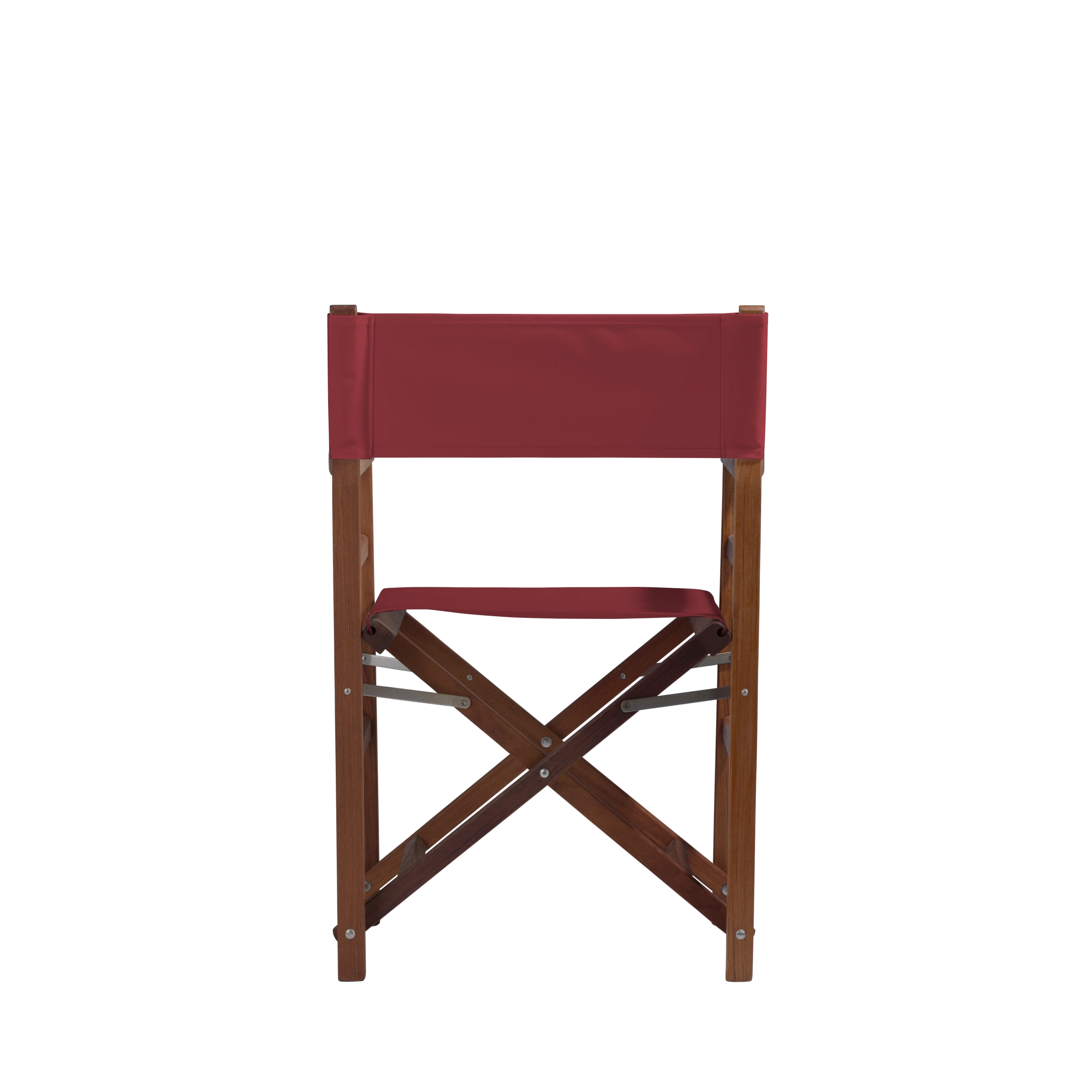 Regiestuhl Oscar aus Iroko-Holz Buchenholz mit Bezug in bordeaux, Rückansicht
#Classic | Set (Farbe)_bordeaux